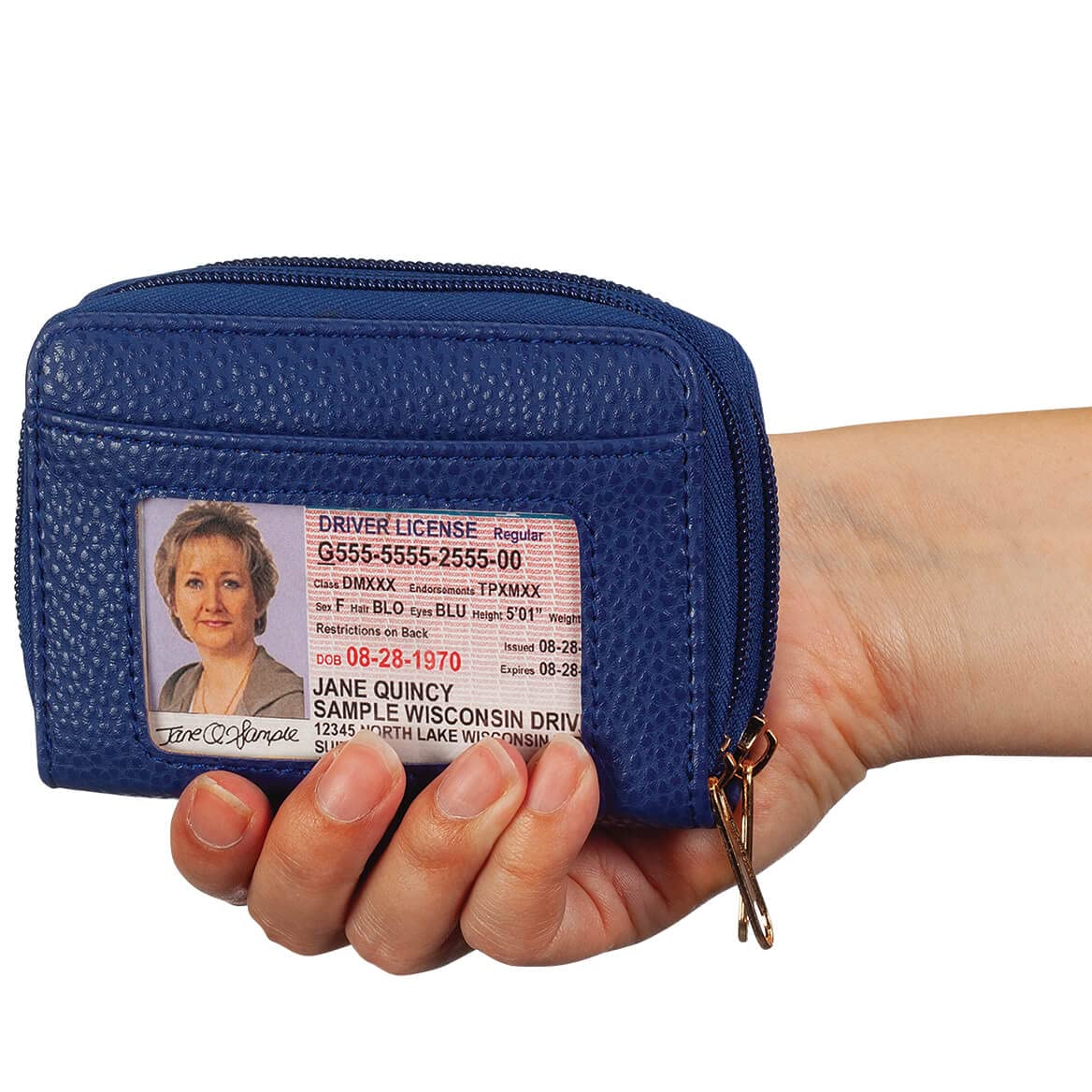 Fox Valley Traders RFID Blocking Zip Around Wallet for Women & Men - Slim Travel Wallet with Multiple Card Slots & ID Window - Perfect for Travel, Business & Everyday Use (Blue)