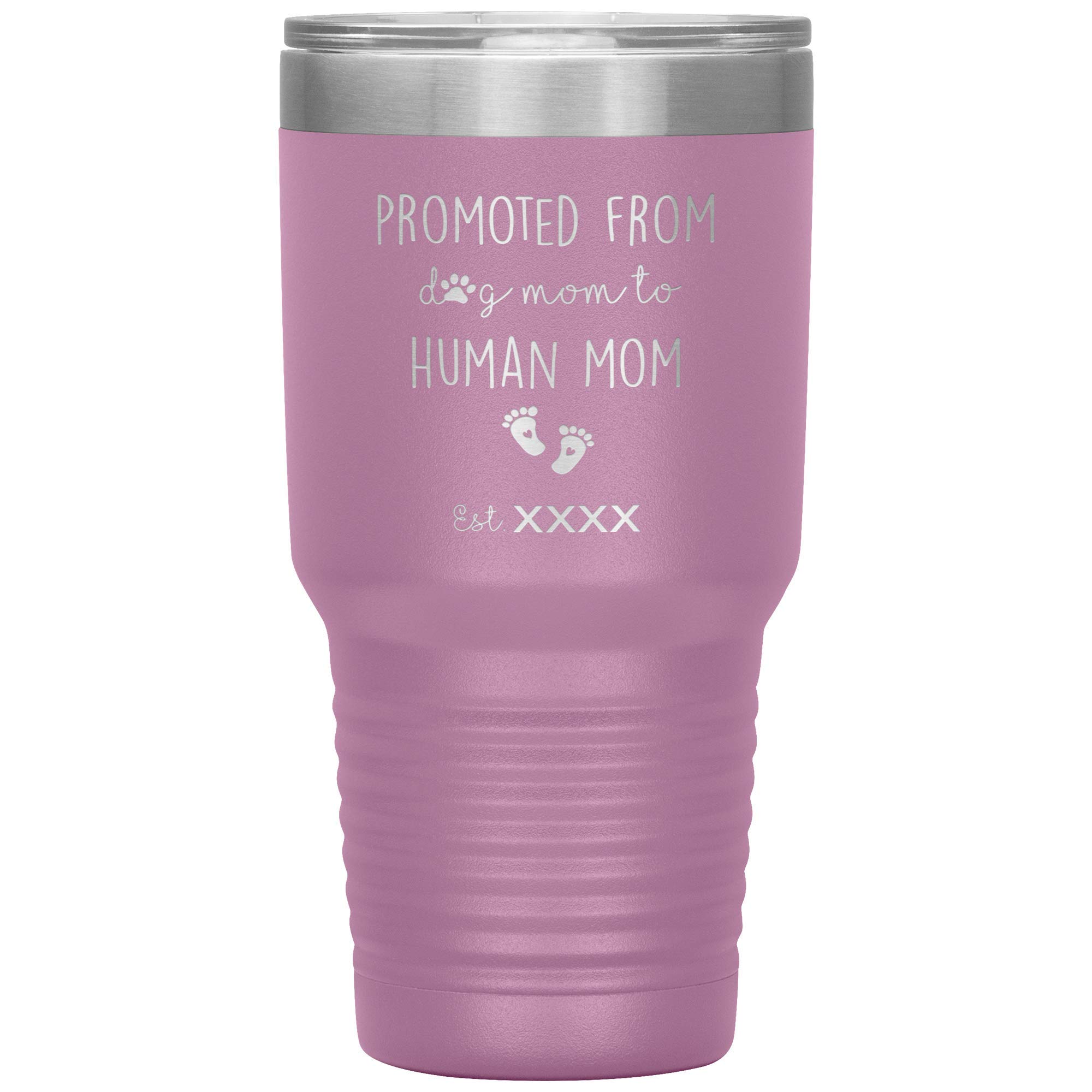ODDITEES Personalized Pregnancy Announcement Tumbler - Laser Engraved 30oz Stainless Steel Cup for New Moms (Light Purple) | Perfect for Gender Reveal, Baby Shower Gifts & Celebrating Motherhood Transition