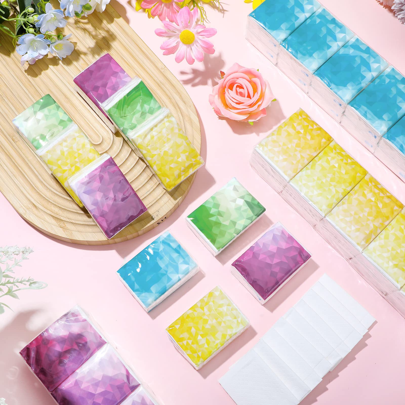 Yinder 120-Pack Travel Size Pocket Tissues | 3-Ply Soft Facial Tissues Bulk | Geometric Design Small Wallet Tissues for Travel, Business, School, Office, Car & Wedding | Fresh Scent | Perfect for On-the-Go, Daily Use & Special Occasions