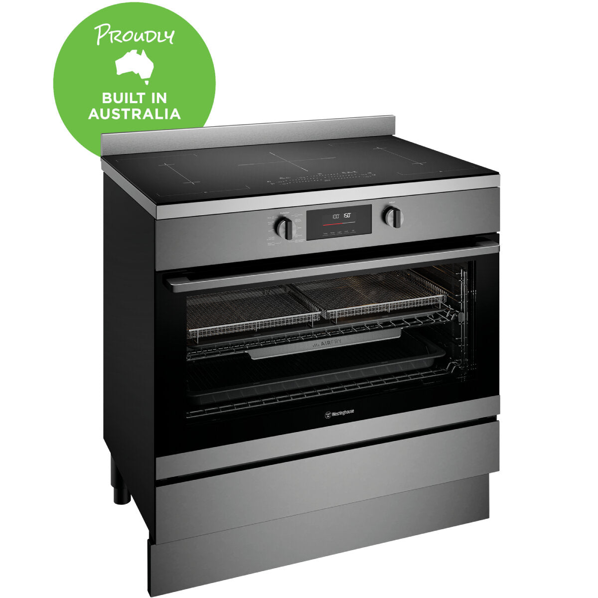 Westinghouse 90cm Induction Pyrolytic Freestanding Cooker with SteamBake Function - Dark Stainless Steel WFEP9757DD | Professional Kitchen Appliance for Home Chefs & Baking Enthusiasts