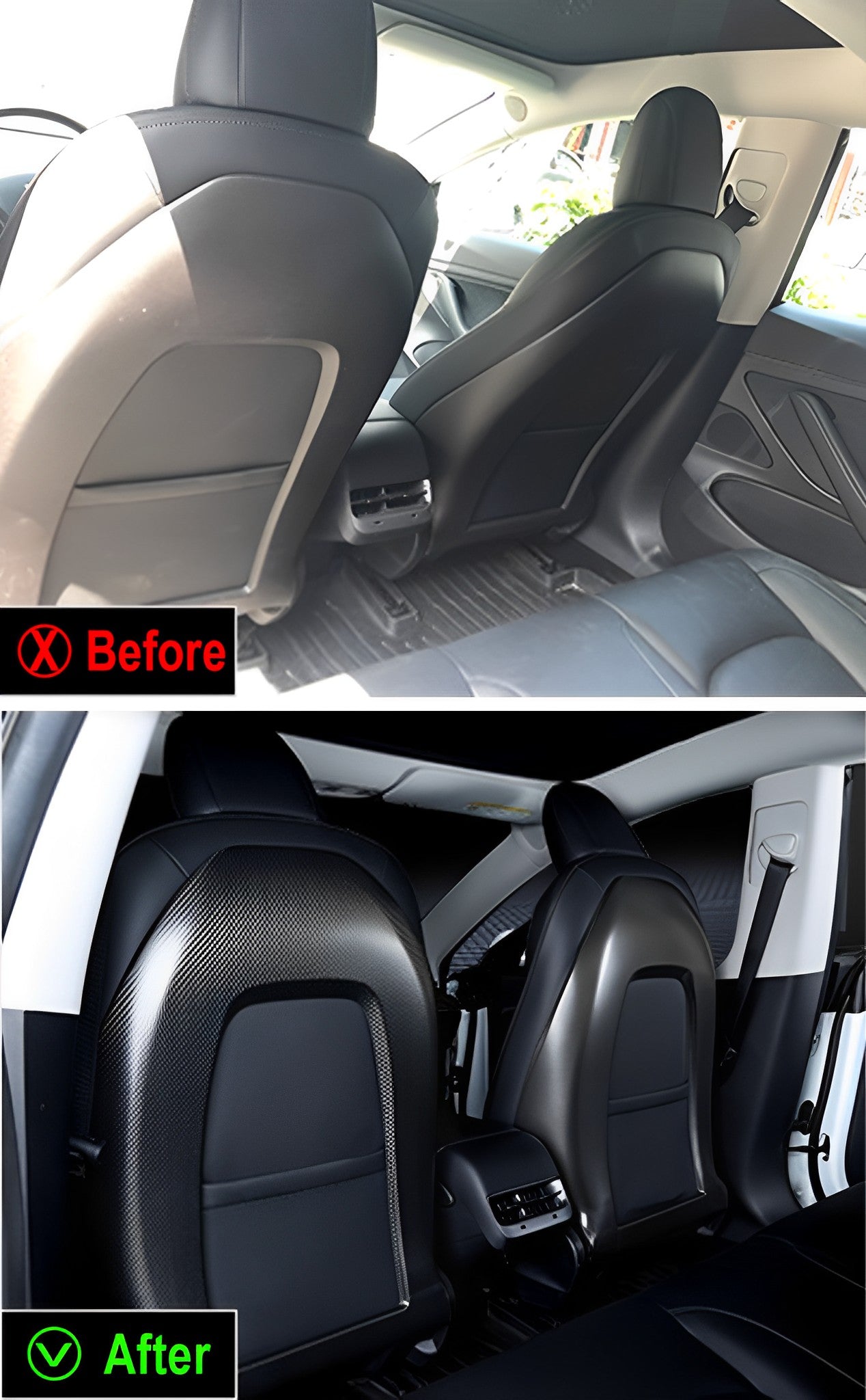 Premium Authentic Carbon Fiber Seat Back Covers for Tesla Model 3 & Model Y – Sporty & Sleek Style – Enhance Interior & Protect Seats – Perfect for Daily Commute & Road Trips