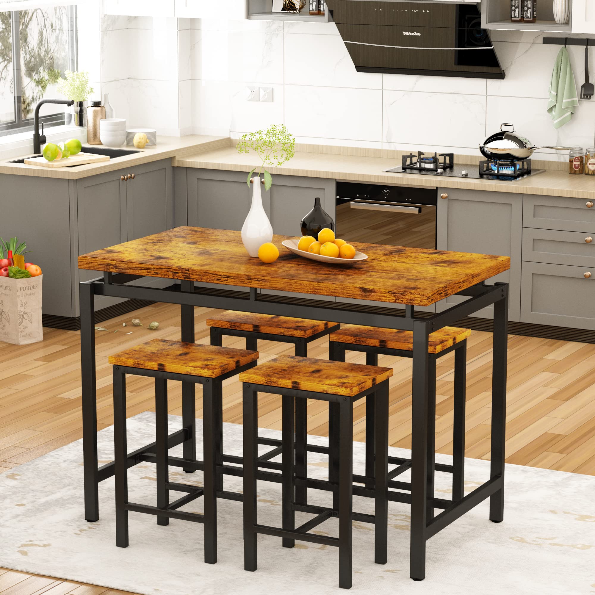 Industrial Bar Table and Chairs Set - 47