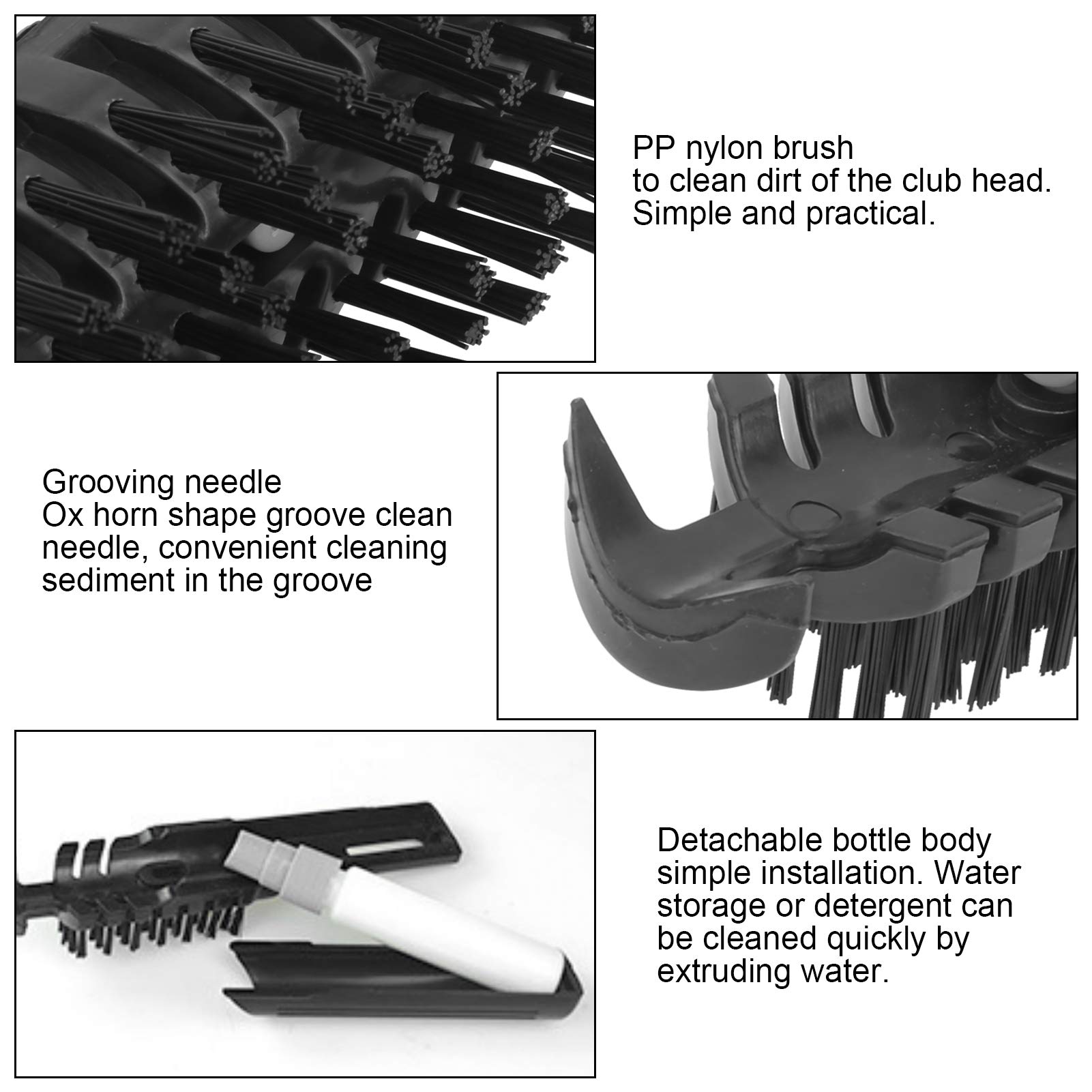 Club Spray Brush with Detachable Bottle - ABS Handle Durable Cleaning Brush for Golf Clubs | Perfect for Golf Lovers & Game Equipment Maintenance