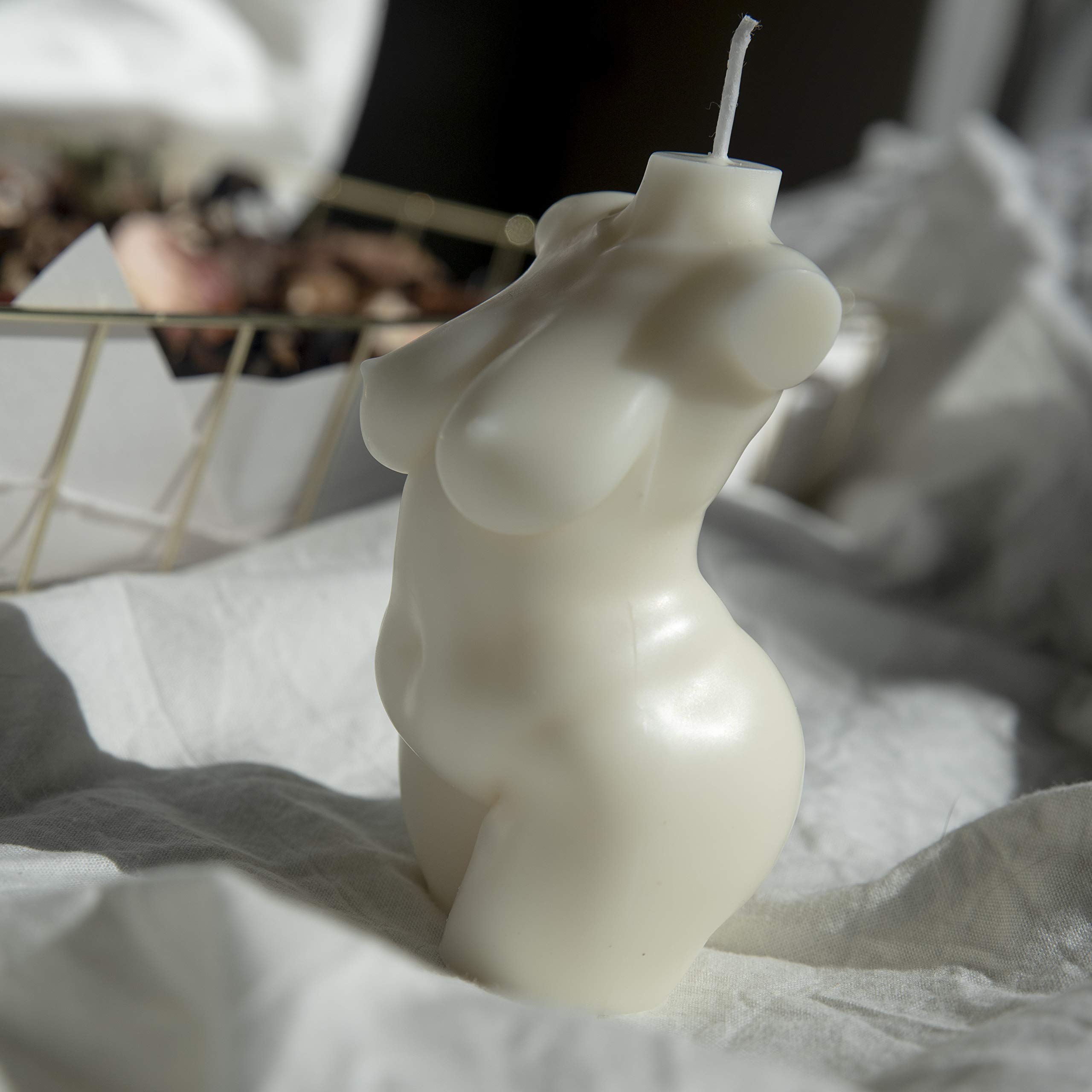 Handmade in USA Soy Wax Scented Candle - Mango Coconut Milk Fragrance | Curvy Female Goddess Torso Design | Feminist Home Decor & Gift Idea for Spa, Meditation, Yoga, and Romantic Ambiance