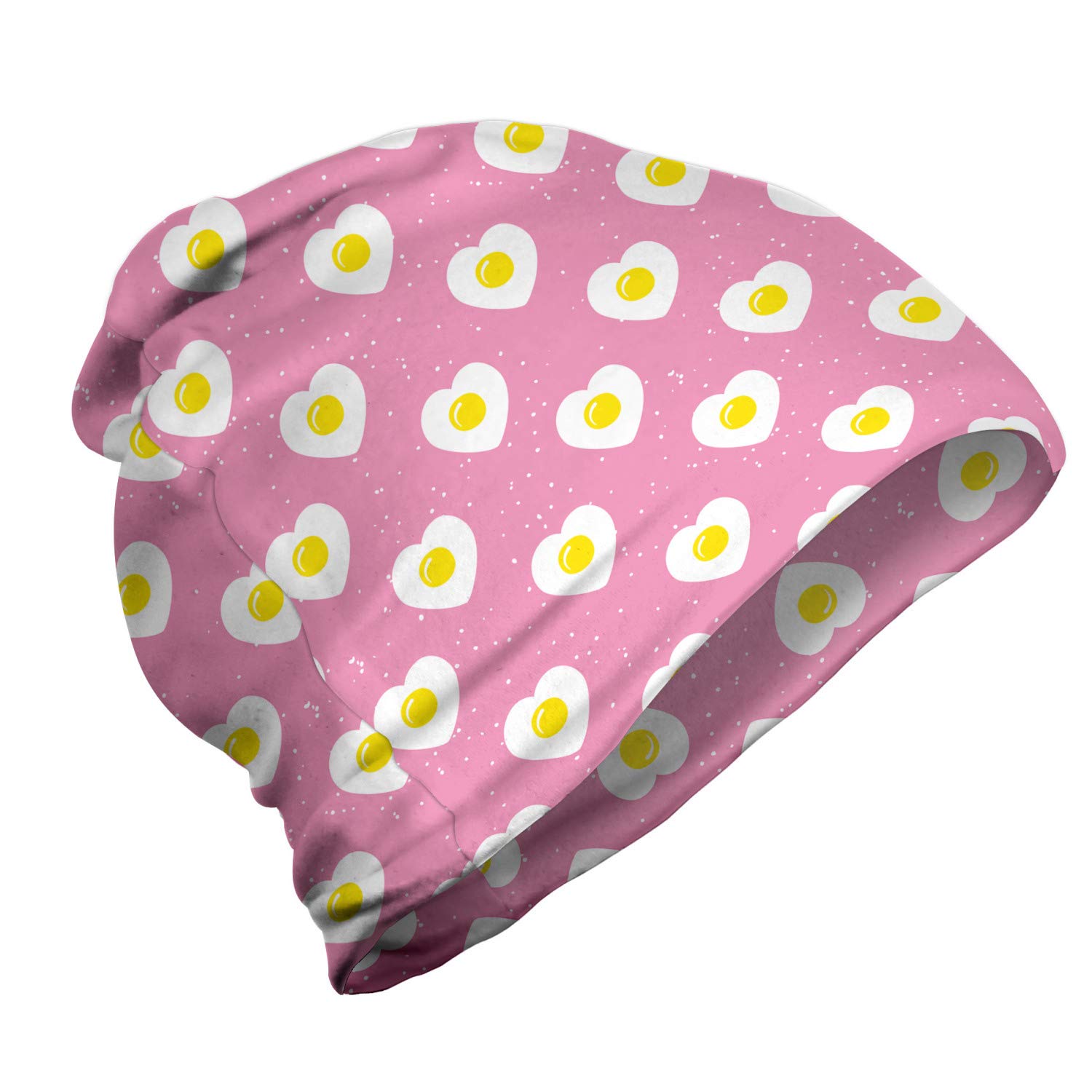 Ambesonne Unisex Beanie - Heart Shaped Eggs Print Winter Hat for Men & Women | Warm Knit Beanie for Hiking, Skiing, Outdoor Activities & Cold Weather Fashion