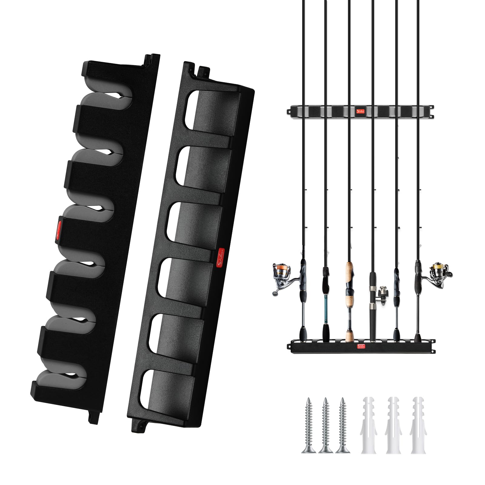 Simple Deluxe Wall-Mounted Fishing Rod Holder & Rack - Grey - Organize Fishing Poles, Rods & Tackle - Perfect for Garage, Boat, RV & Outdoor Storage