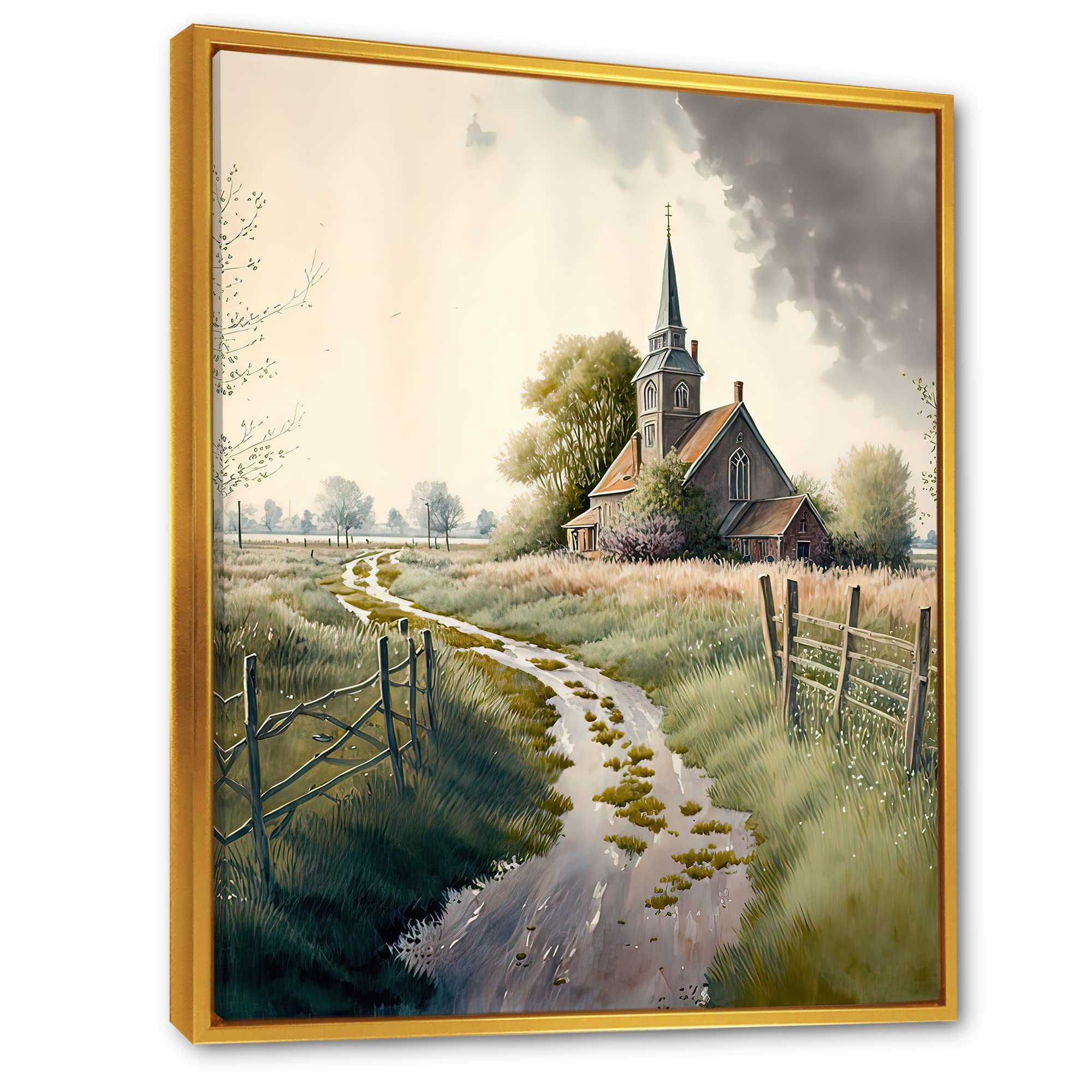 Charming Small Town Church IV - Wood & Cotton Wall Art for Living Room, Bedroom, Dining Room Decor - Perfect for Farmhouse, Rustic, and Vintage Home Styles