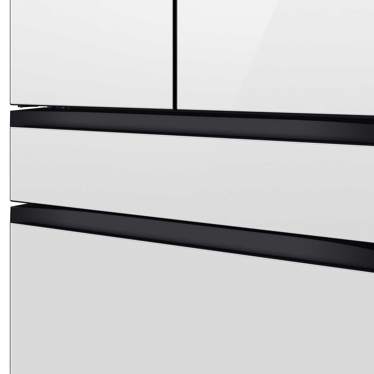 Samsung 23 cu. ft. Bespoke 4-Door French Door Refrigerator with Beverage Center - White Glass (RF23BB860012) | Smart Kitchen Appliance for Modern Homes & Entertaining