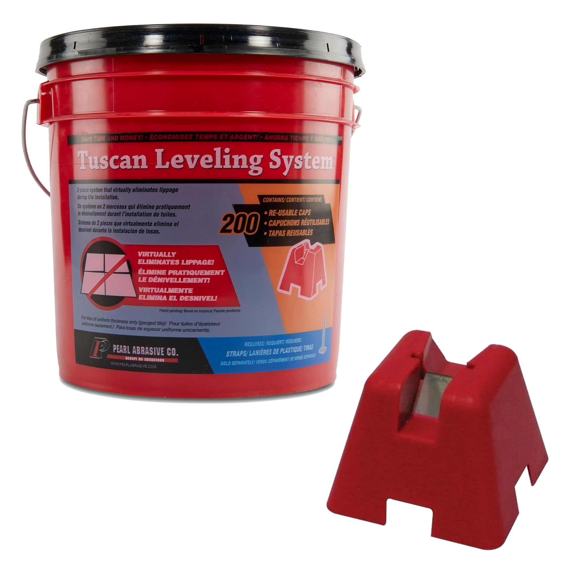 Pearl TLSCAP200 200-Pack Reusable Tuscan Leveling System Caps for Tile Installation - Perfect for DIY Home Renovation and Professional Tile Projects