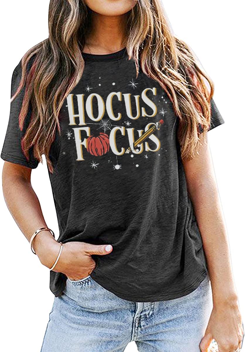 Halloween Teacher Shirts for Women - Cute Pumpkin Fall Season Short Sleeve T-Shirts | Perfect Teacher Appreciation Gift & Back to School Outfit