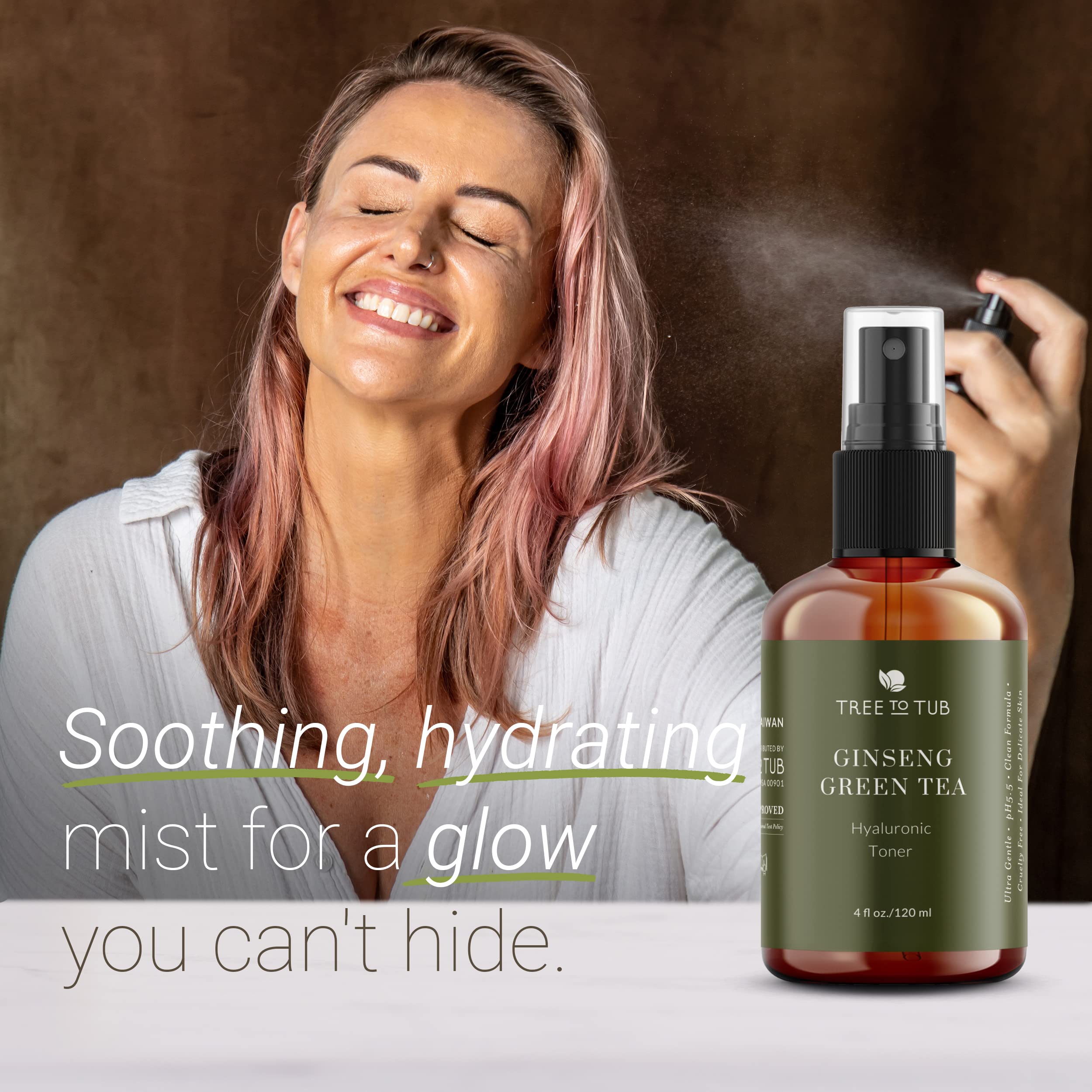 Tree To Tub Soothing Toner Spray for Sensitive Skin - Retinol Anti-Aging Face Moisturizer with Hyaluronic Acid for Dry & Sensitive Skin - pH 5.5 Balanced Facial Hydration - Wrinkle Reduction & Skin Prep for Daily Skincare Routine
