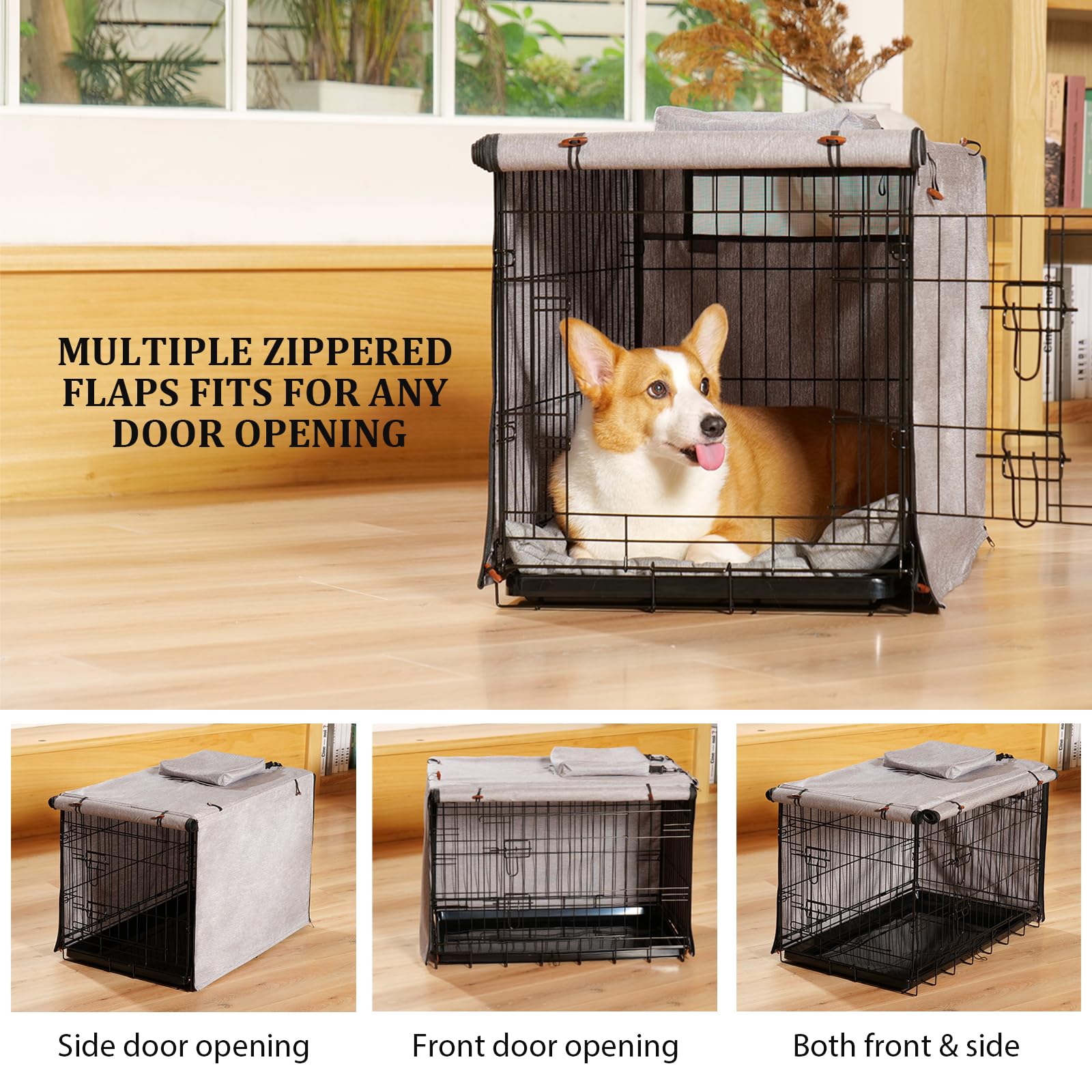600D Waterproof Dog Crate Cover with Storage Bag - Fits 36 Inch Wire Kennel for Medium Dogs | Durable Pet Cage Cover in Gray | Perfect for Indoor/Outdoor Use, Travel & Home Protection
