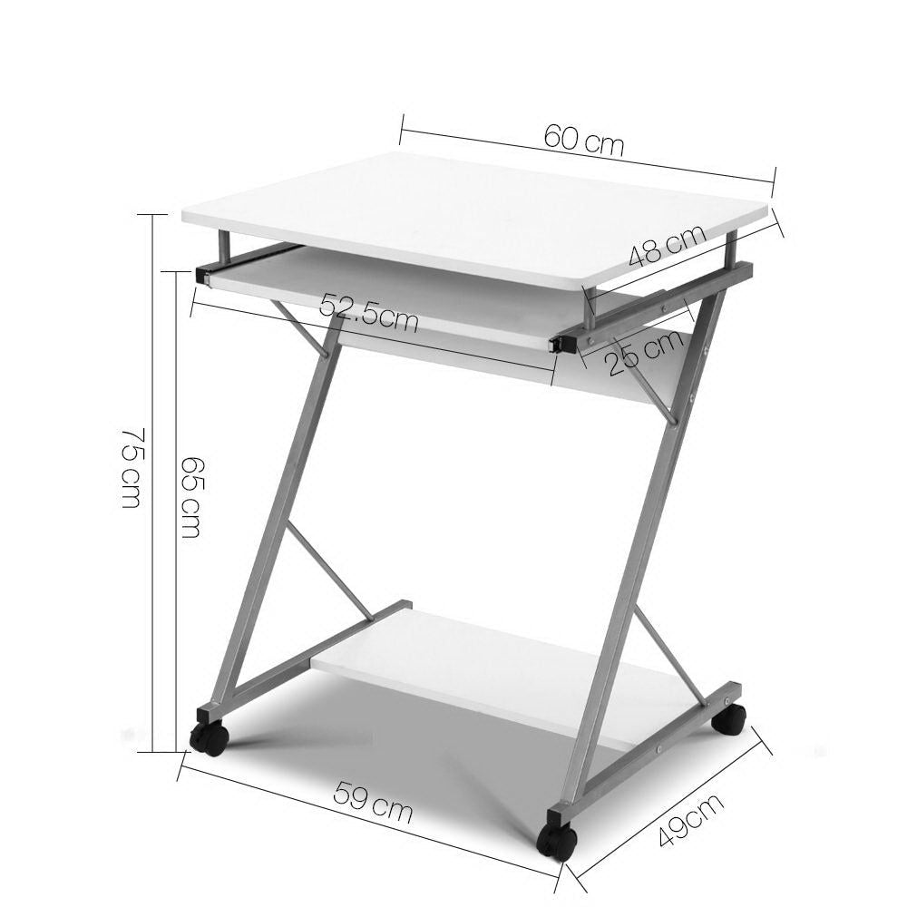 White Metal Pull-Out Table Desk - Space-Saving Home Office & Kitchen Extension - Perfect for Small Spaces, Apartments & Dorm Rooms