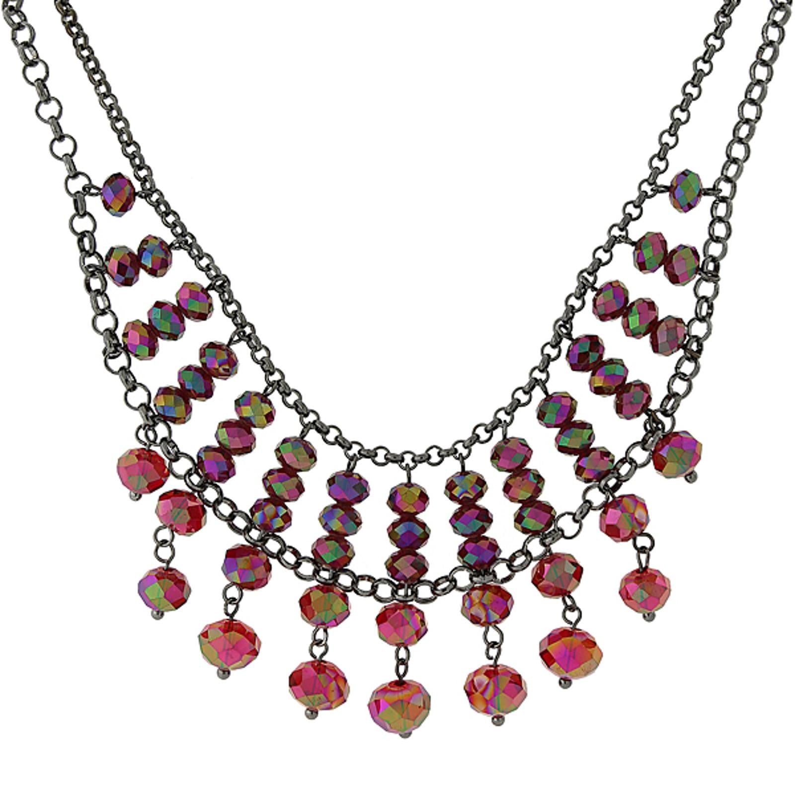 1928 Jewelry Multi-Faceted Beaded Two-Tier Chain Necklace - 16