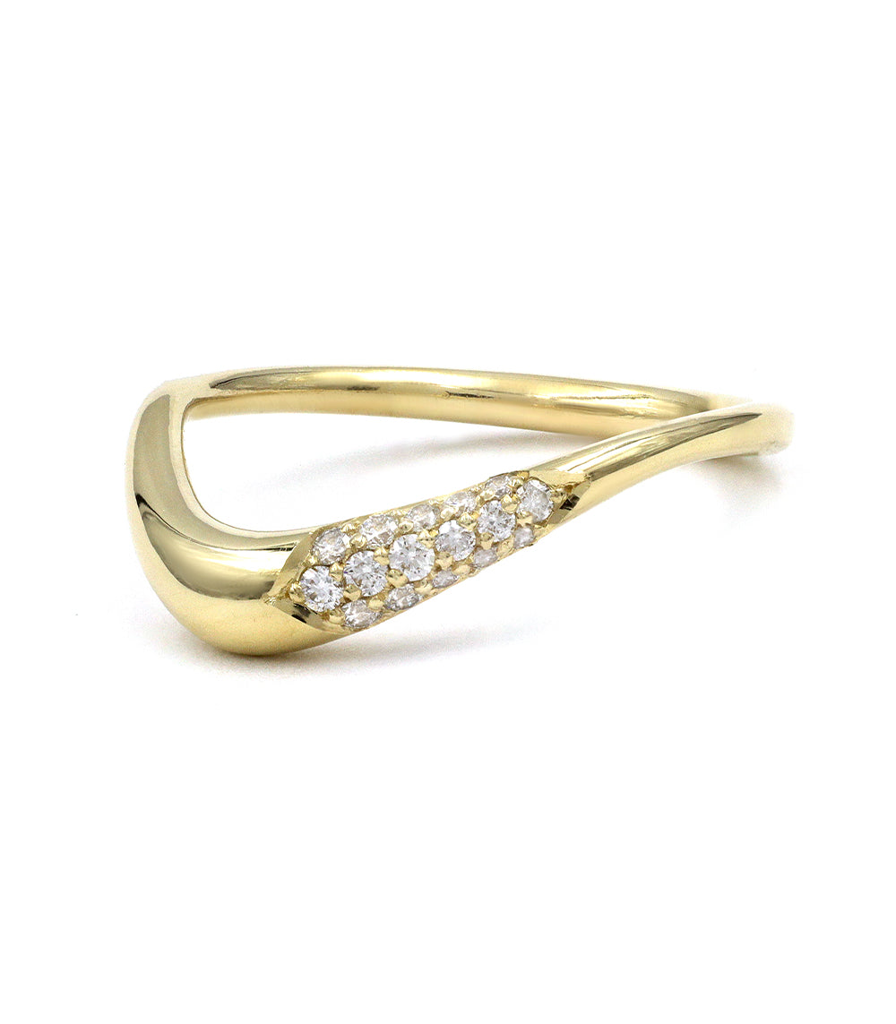Elegant Small Melt Band with Pave Diamonds - Dainty Stackable Ring for Women, Perfect for Everyday Wear, Anniversary Gifts & Special Occasions