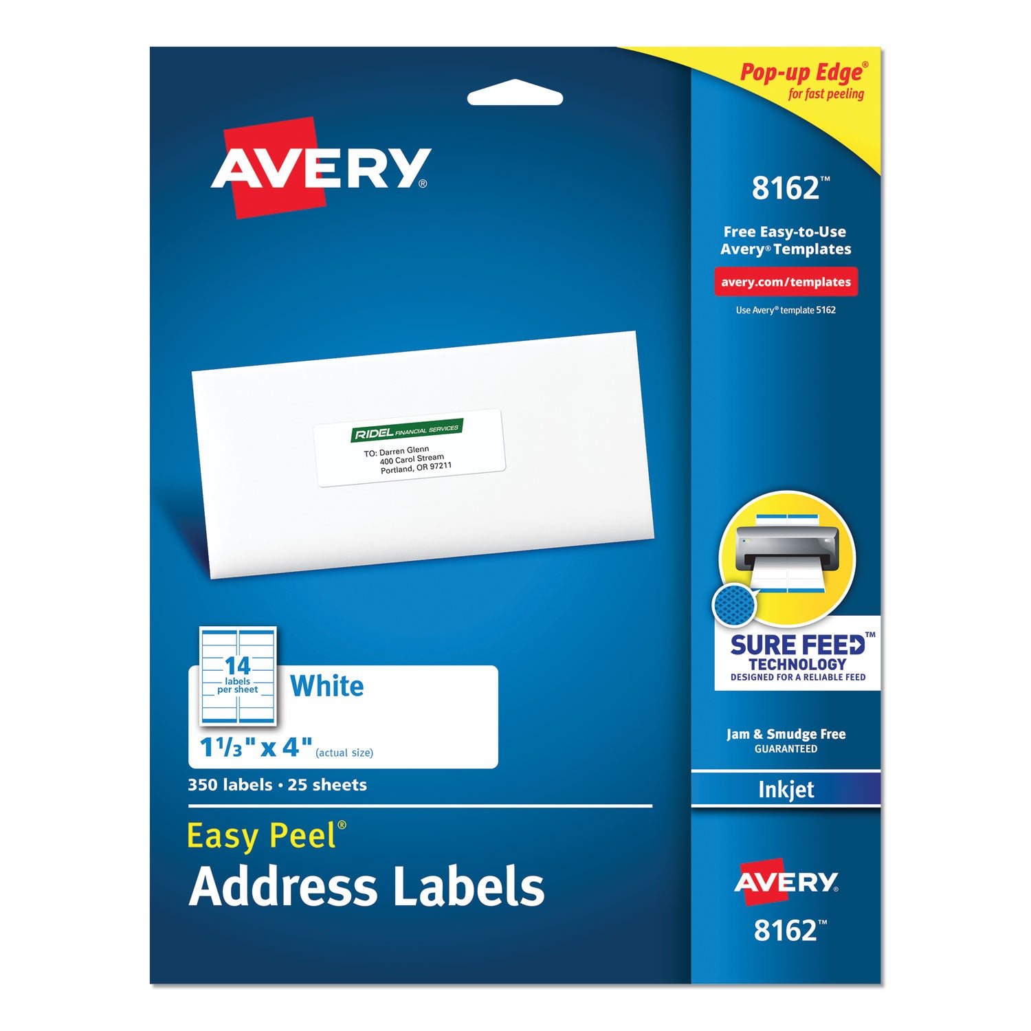 Avery® Easy Peel White Address Labels with Sure Feed Technology - 1.33