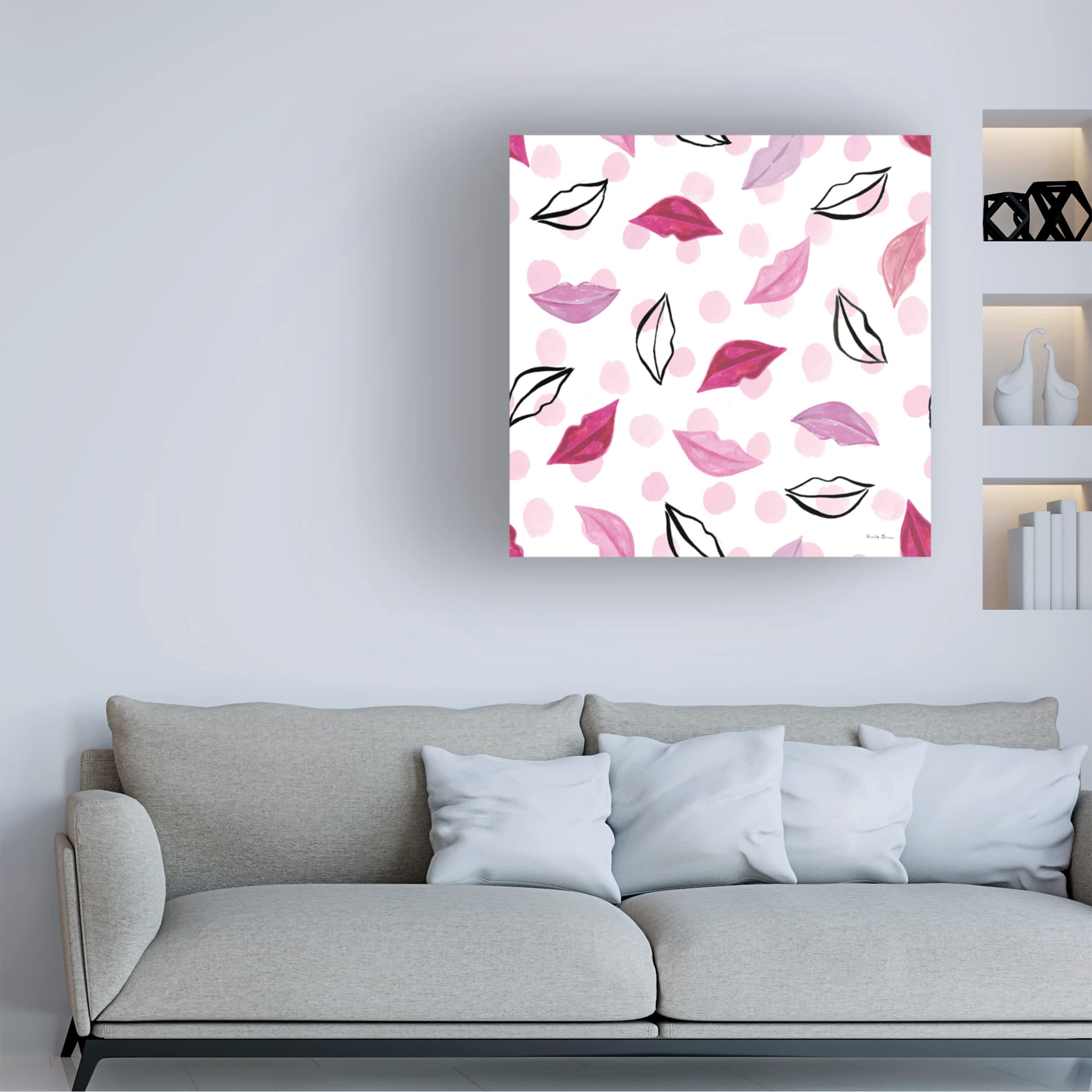 Trademark Fine Art 'Think Pink Pattern III' Canvas Art by Farida Zaman - Modern Pink Floral Wall Decor for Living Room, Bedroom & Office