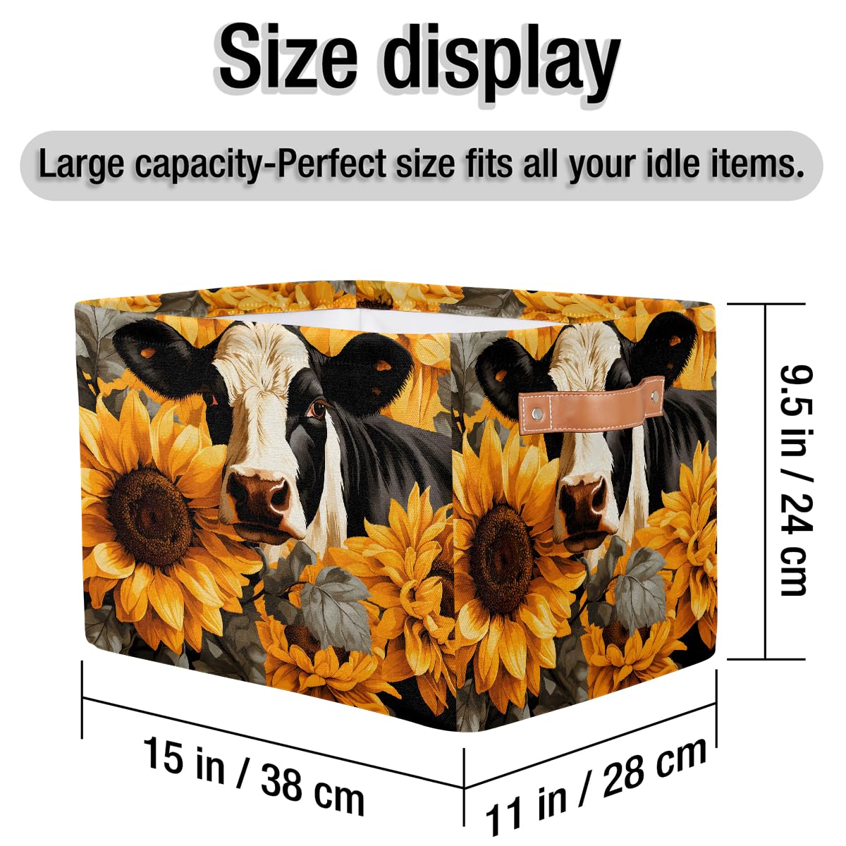 Foldable Storage Baskets with Handles - 2 Pack for Home & Shelves Organization