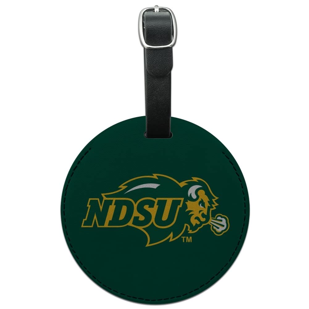 North Dakota State University Leather Luggage Tag - Round Carry-On ID Tag for Suitcases, Backpacks & Travel Bags | Perfect for Business Trips, Vacations & College Dorm Identification