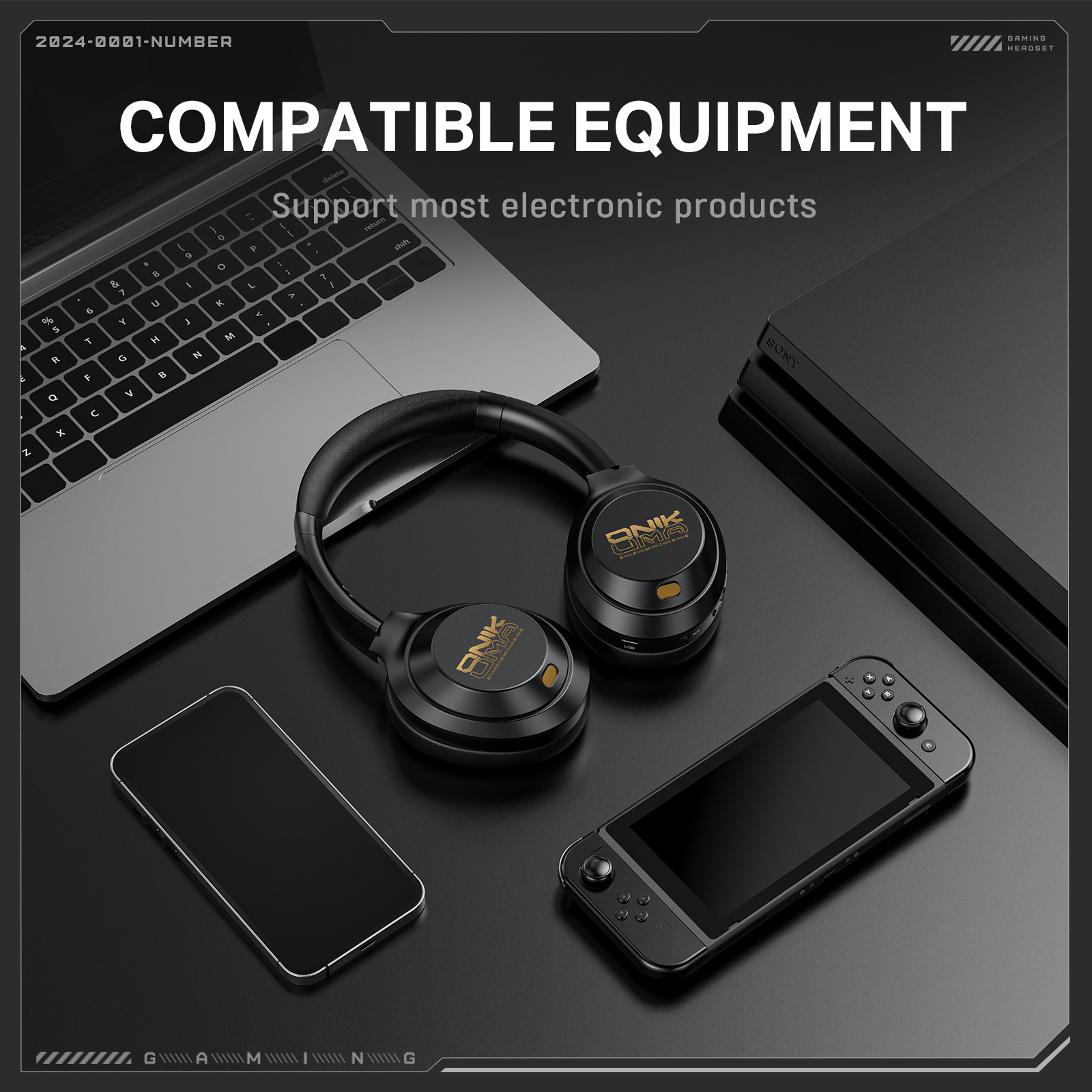 ONIKUMA GT811 Wireless Gaming Headset with Noise Cancelling Mic, Bluetooth 5.0 & 3.5mm Wired Connection, Lightweight Over-Ear Headphones for PC, PS5, Xbox, Mobile Gaming - Perfect for Esports & Online Meetings