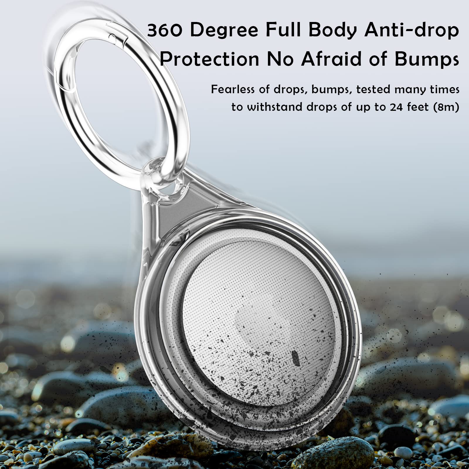 Waterproof Airtag Holder 4 Pack - Fhtase Apple AirTag Keychain Case with 360° Full Body Protection for Dog Collar, Luggage, Backpack & Keys | Durable Tracker Cover for Pets, Travel & Everyday Use