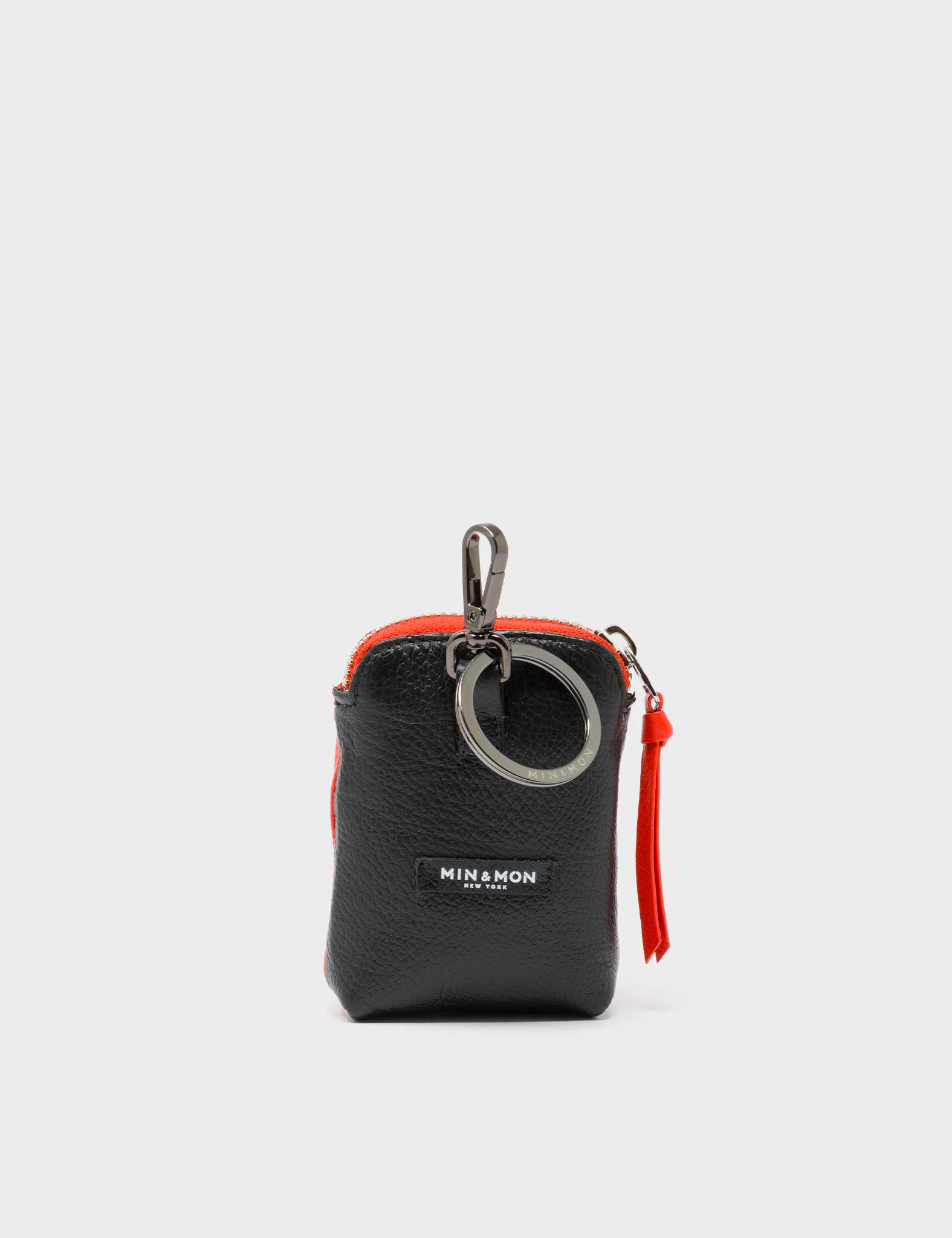 Florence Pouch Charm - Fiesta Red Leather Keychain with All Over Eyes Embroidery | Perfect for Handbags, Wallets & Gift Giving