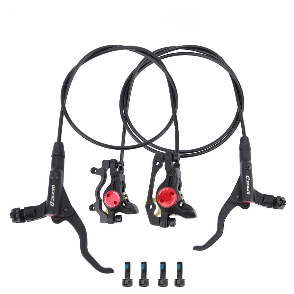 MTB Hydraulic Disc Brakes Set - Front & Rear Zoom Bike Brake Kit with Aluminum Alloy Levers & PM Adapter for XC & Road Bicycles | Perfect for Mountain Biking, Commuting & Performance Cycling