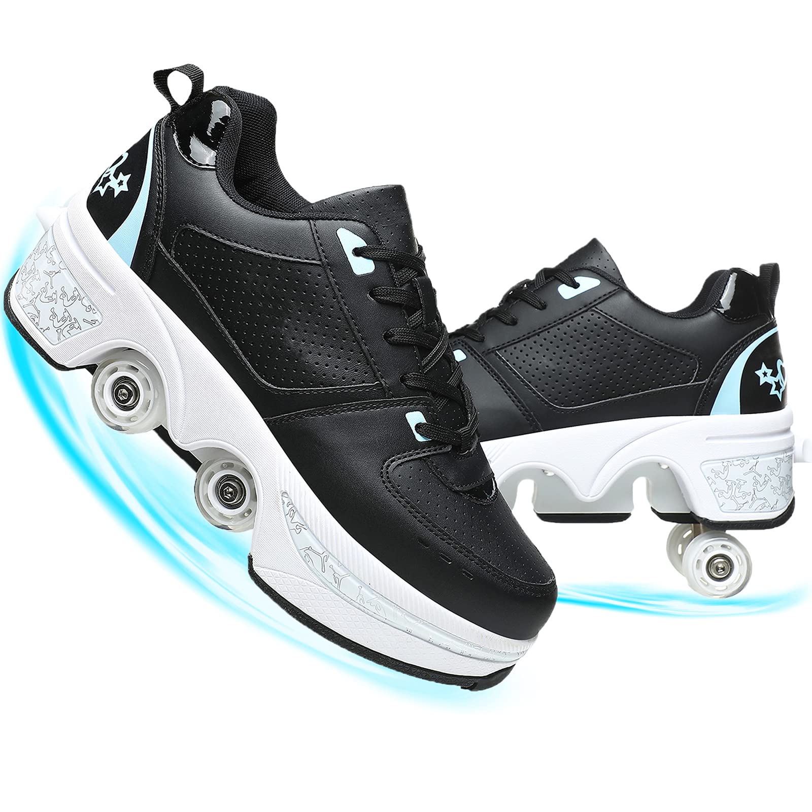 NNZZY Casual Roller Skates for Women & Men - Convertible Walking Shoes with Hidden Wheels for Adults & Kids | Perfect for Commuting, Fitness & Outdoor Fun