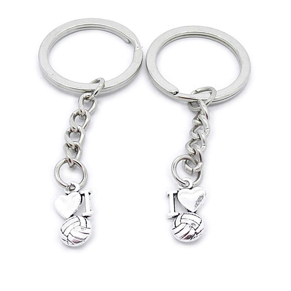 Vintage Silver Metal Keychain - I Love Volleyball Key Ring for Sports Fans | Perfect for Gifts, Backpacks & Gym Bags