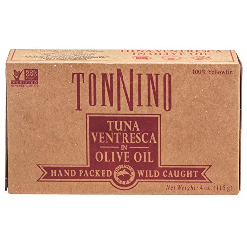 Premium Tonnino Yellowfin Tuna Fillets in Olive Oil - Gluten Free, Low Calorie, High Protein Canned Tuna (4oz) | Perfect for Salads, Sandwiches & Keto Meals