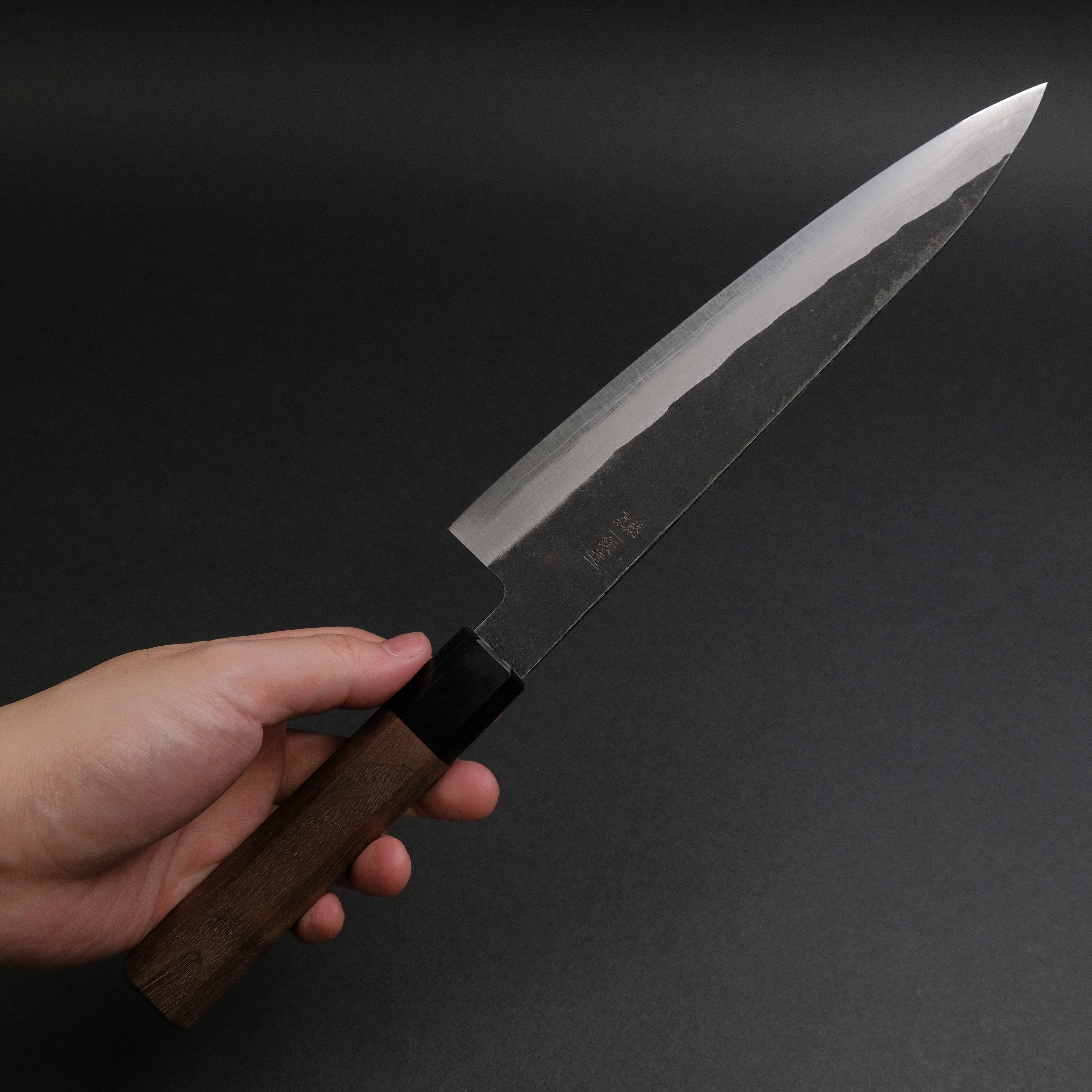Hitohira Harima Blue Super Stainless Clad Gyuto 210mm Japanese Chef Knife with Walnut Handle - Professional Kitchen Tool for Slicing, Dicing, and Chopping Vegetables, Meat, and Fish