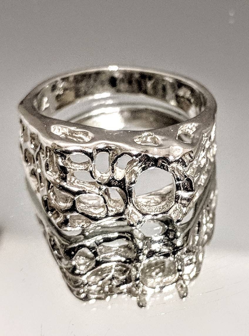 10K Gold or Sterling Silver Men's 8x6mm Oval Mesh Freeform Blank Ring - Sizes 9 & 11 (Setting 163 299/143 299) - Perfect for Weddings, Engagements & Everyday Wear
