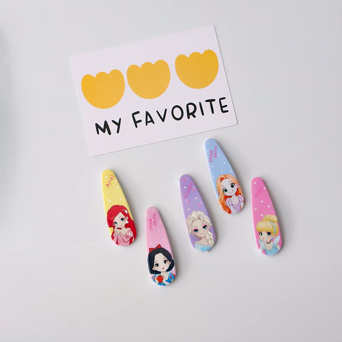 Princess Hair Clips for Girls - Cute Metal Snap Barrettes Hair Accessories Set of 5 - Perfect for School, Parties, and Everyday Wear