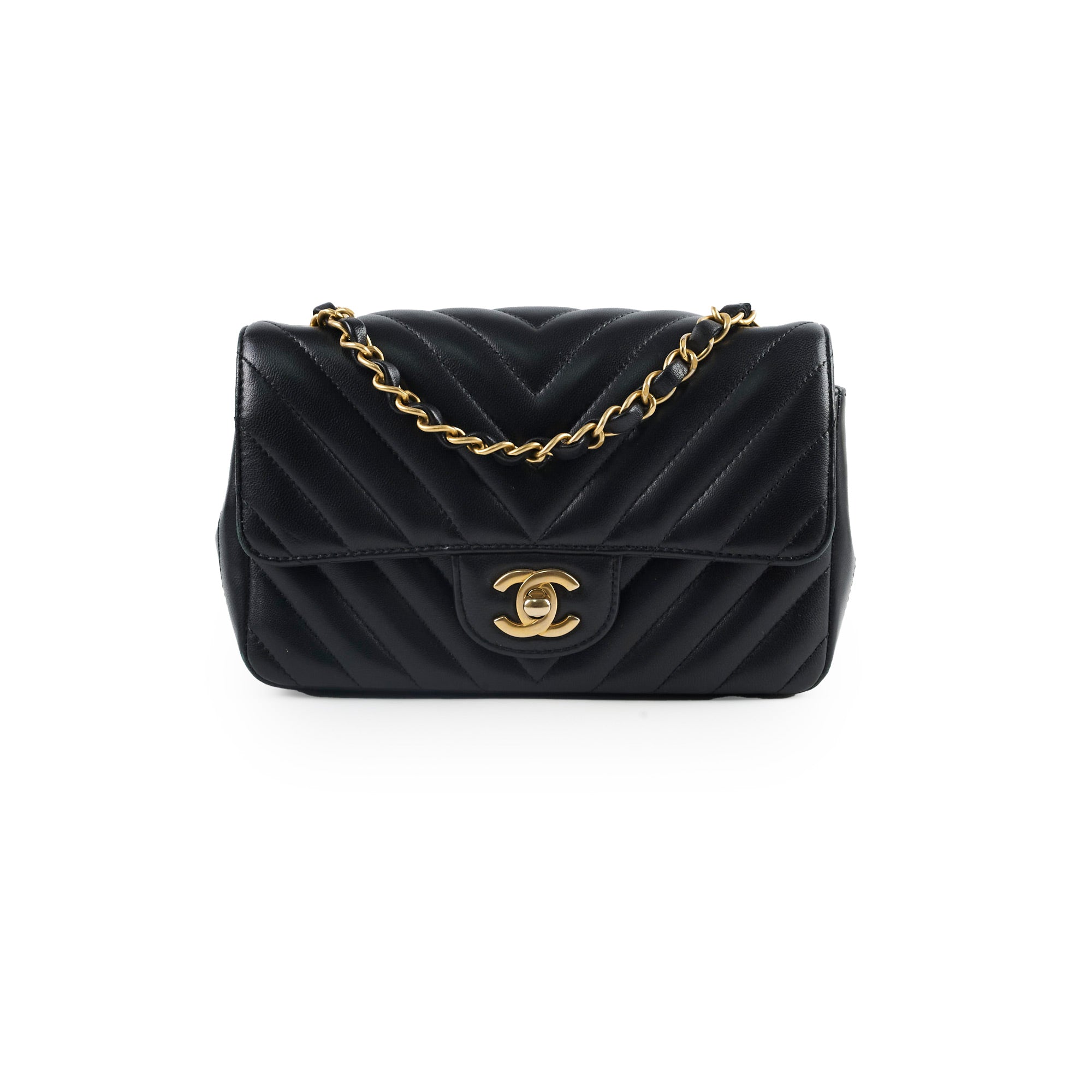 Chanel Chevron Mini Rectangular Black Leather Flap Bag - Luxury Designer Handbag for Women, Perfect for Parties, Dates & Evening Events