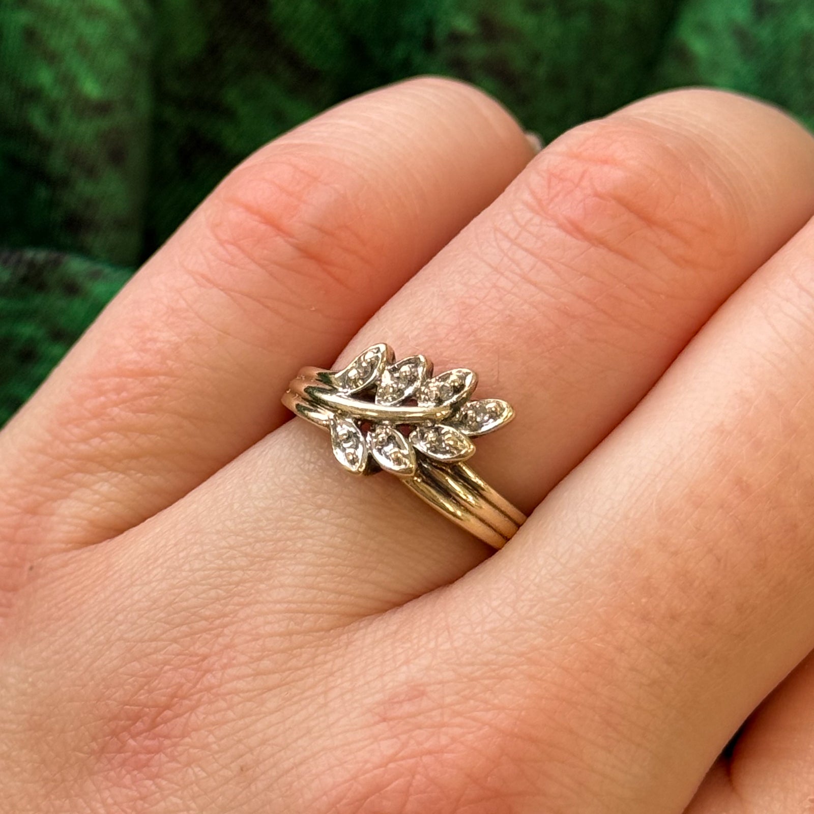 0.04ctw Diamond Leaf Ring - Size 6 | Elegant Nature-Inspired Jewelry for Women | Perfect for Weddings, Anniversaries & Everyday Wear