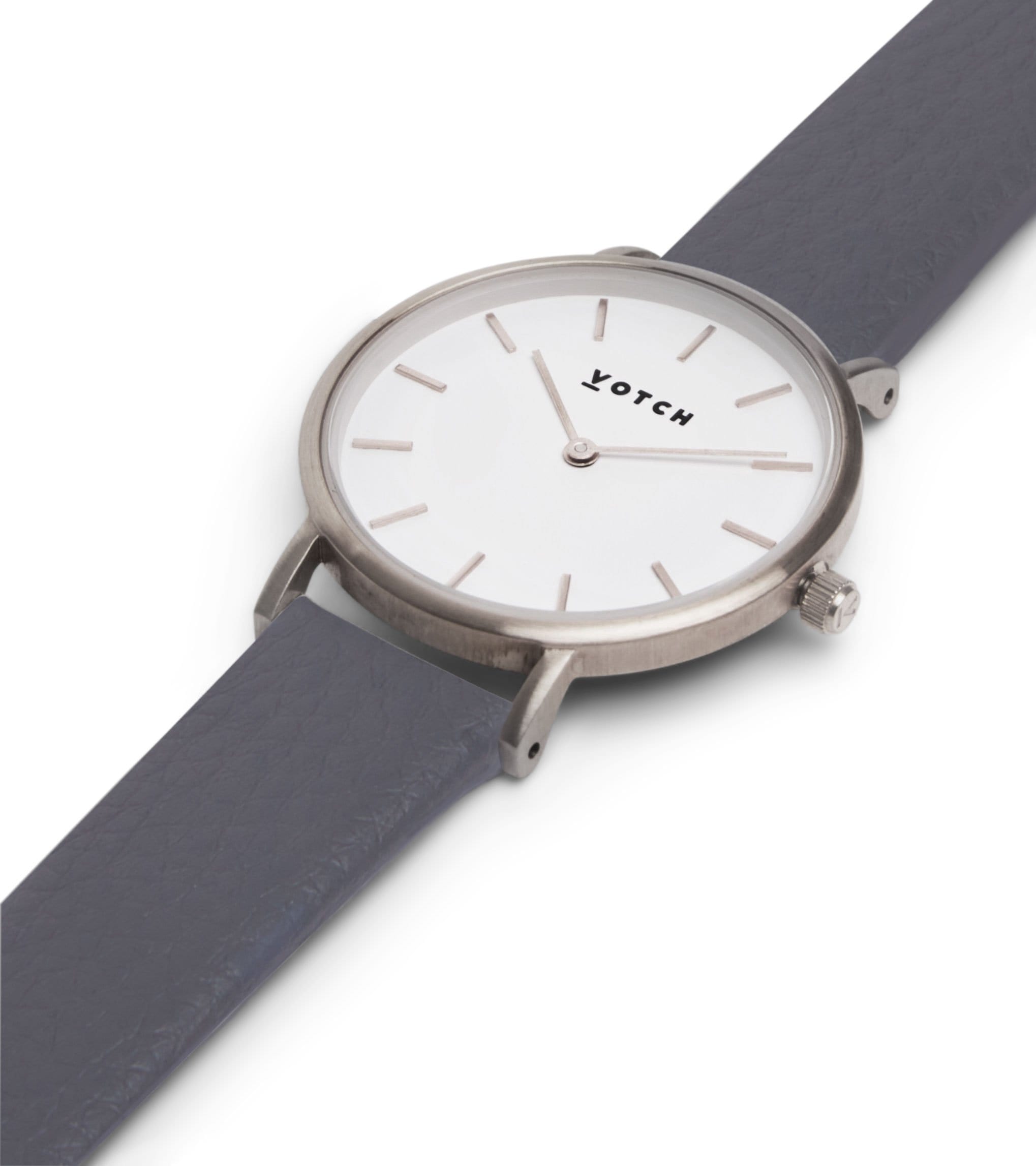 Elegant Petite Watch with Silver & White Dial - Slate Grey Vegan Leather Strap for Women | Perfect for Office, Casual Wear & Special Occasions