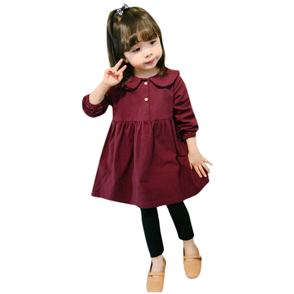 Cartoon Cat Print Toddler Girl Dress - Long Sleeve Princess Outfit for Parties & Play