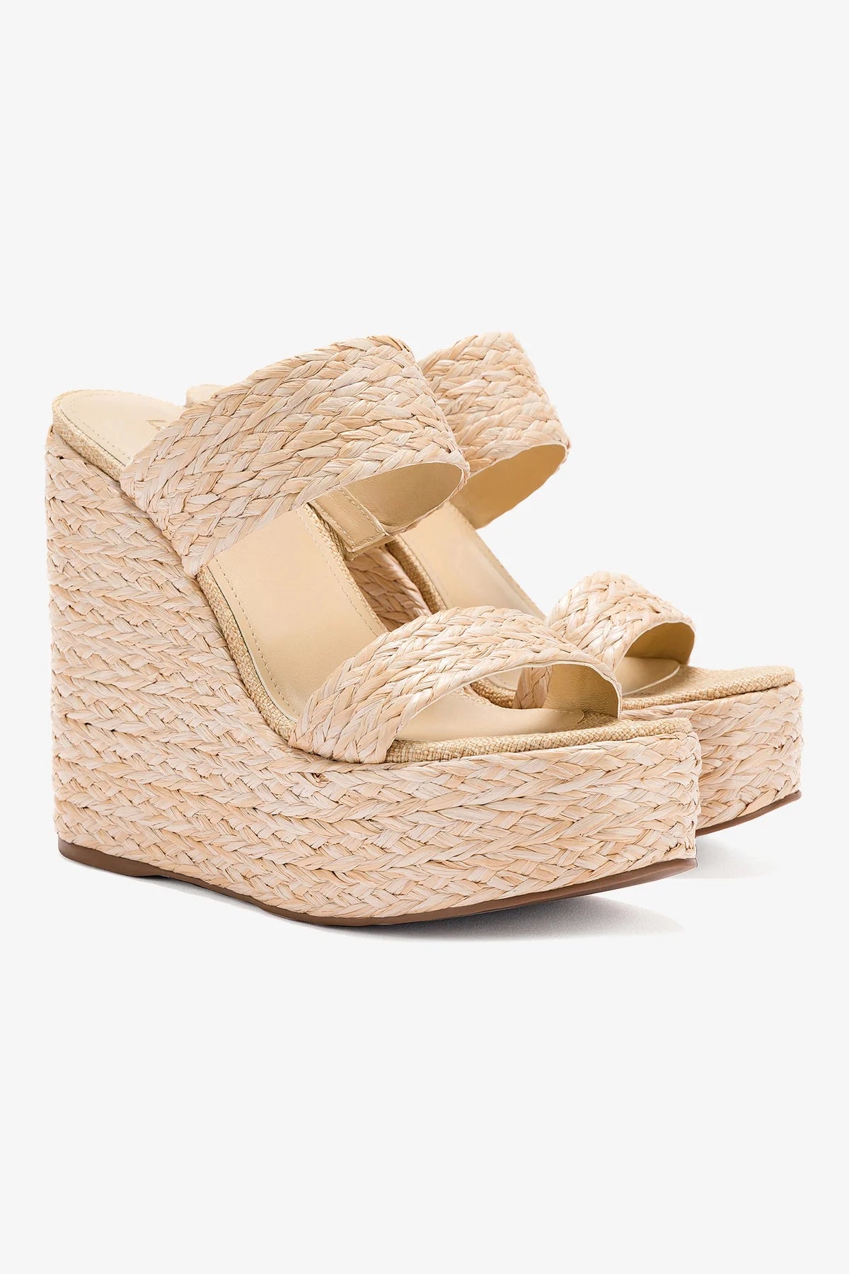 Pamera Women's Wedge Sandals in Natural Raffia - Comfortable Summer Beach Shoes for Casual Outings & Vacation