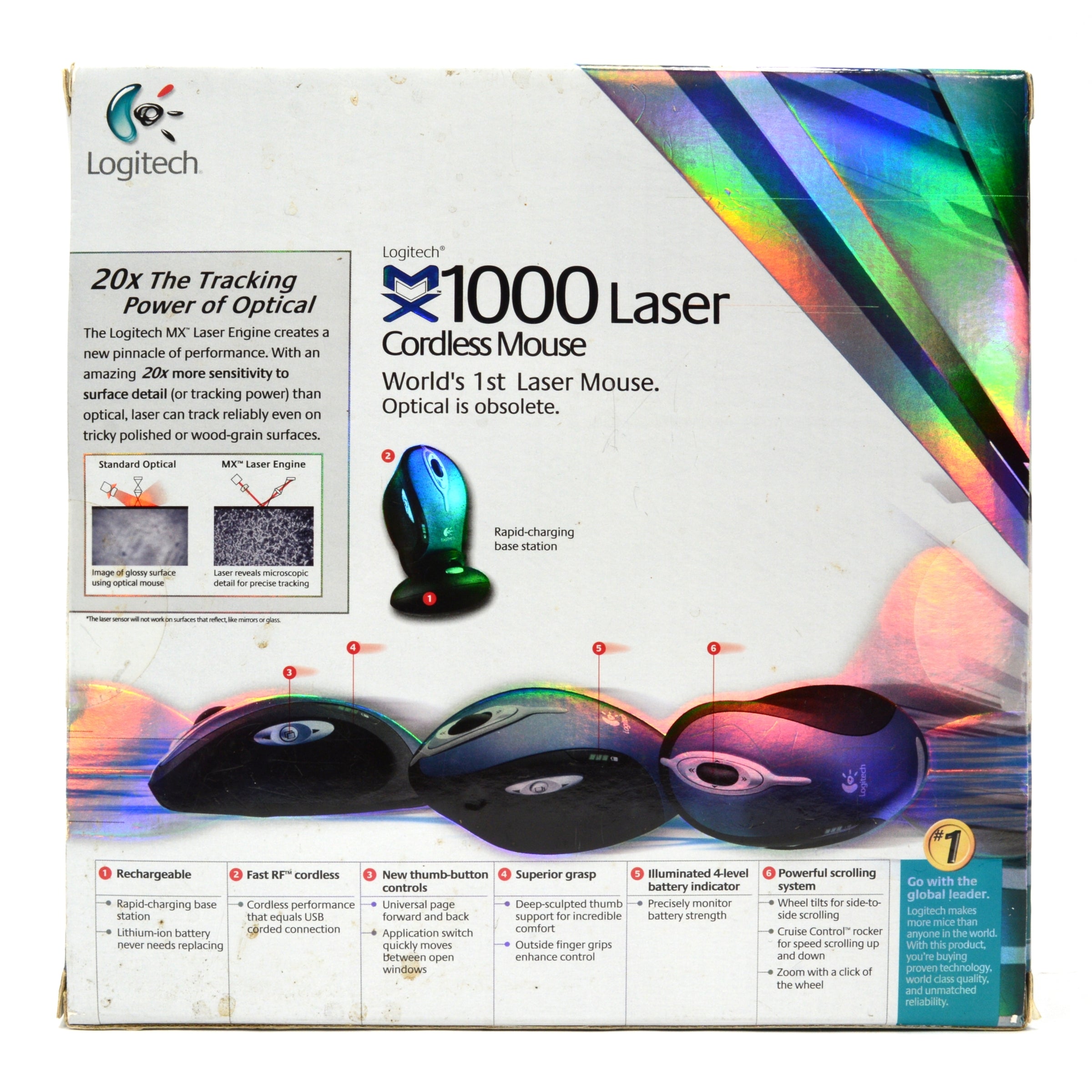 Logitech MX1000 Wireless Laser Mouse - Brand New in Factory Sealed Box, USB PC Compatible for Office Work & Gaming