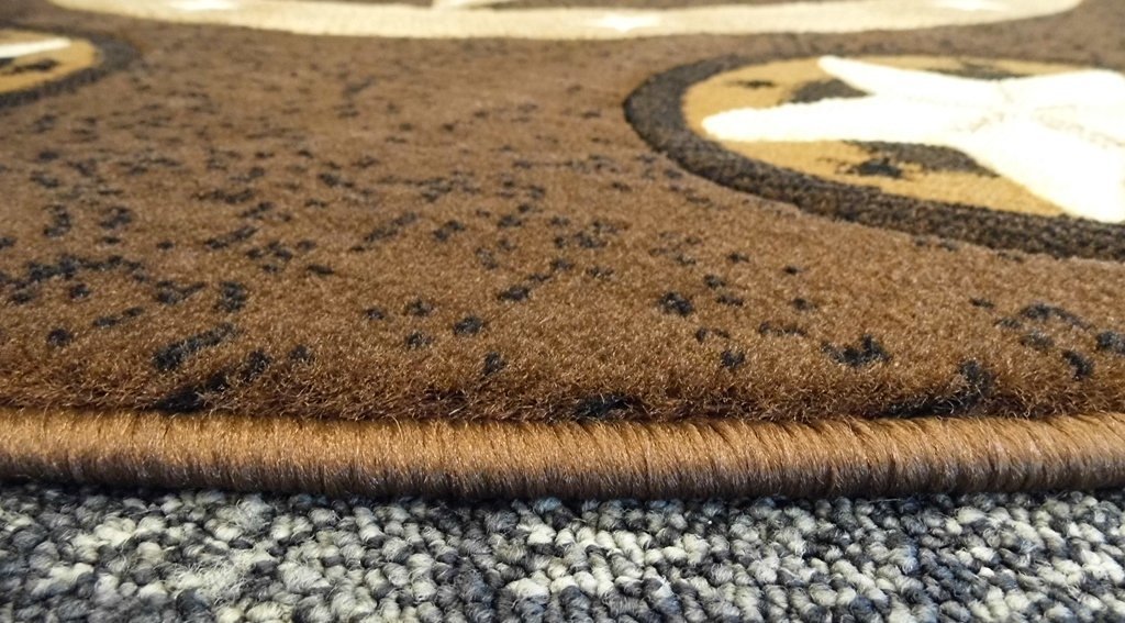 Texas Lone Star State Area Rug - 5'x5' Round Chocolate/Brown Cowhide Rug for Western Home Decor, Living Room, Bedroom, or Cabin Flooring