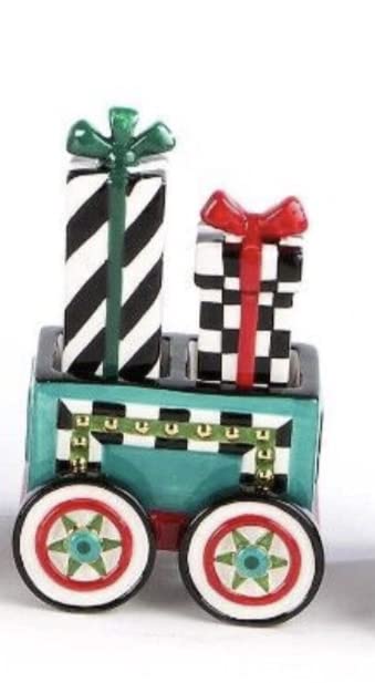 MacKenzie-Childs Christmas Train Salt and Pepper Shaker Set - Holiday Tableware for Festive Dining & Kitchen Decor