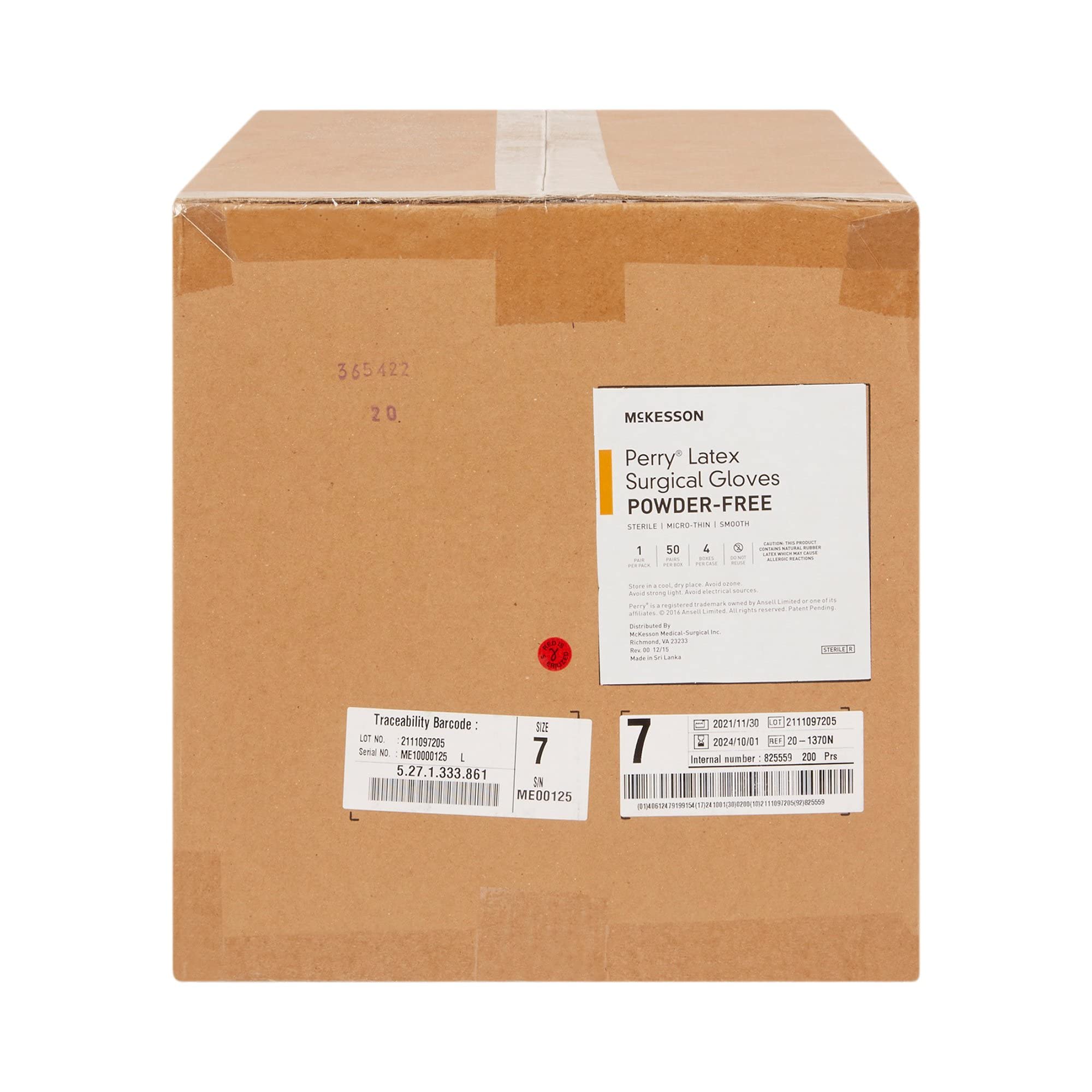 McKesson Perry Latex Surgical Gloves - 200 Pairs | Sterile, Powder-Free, Disposable Medical Exam Gloves | Size 7.0, Brown | Micro-Thin for Superior Sensitivity | Ideal for Healthcare Professionals, Dental Work & Tattoo Artists