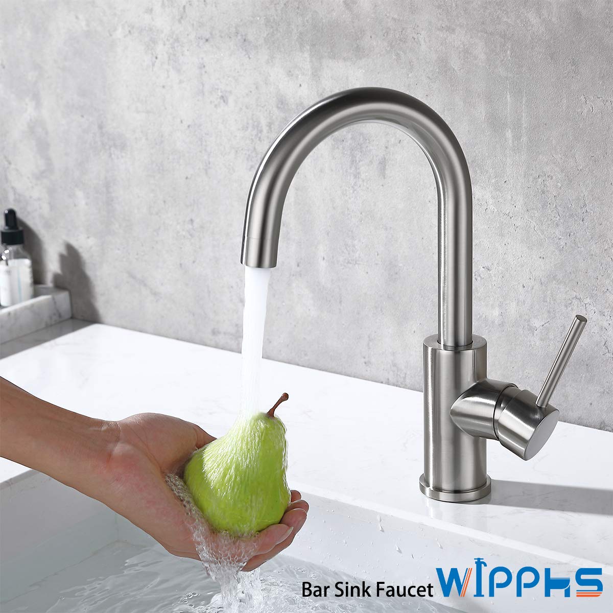 Brushed Nickel Bar Faucet - Single Hole, Stainless Steel for Kitchen Sink | Modern Design for Home Bars