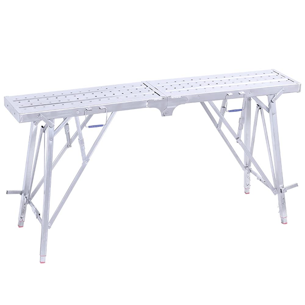 YMLSD Adjustable Steel Step Ladder - Heavy Duty Portable Work Platform with Non-Slip Mat, Foldable Ladder Stool for Home, Workshop & Construction Use