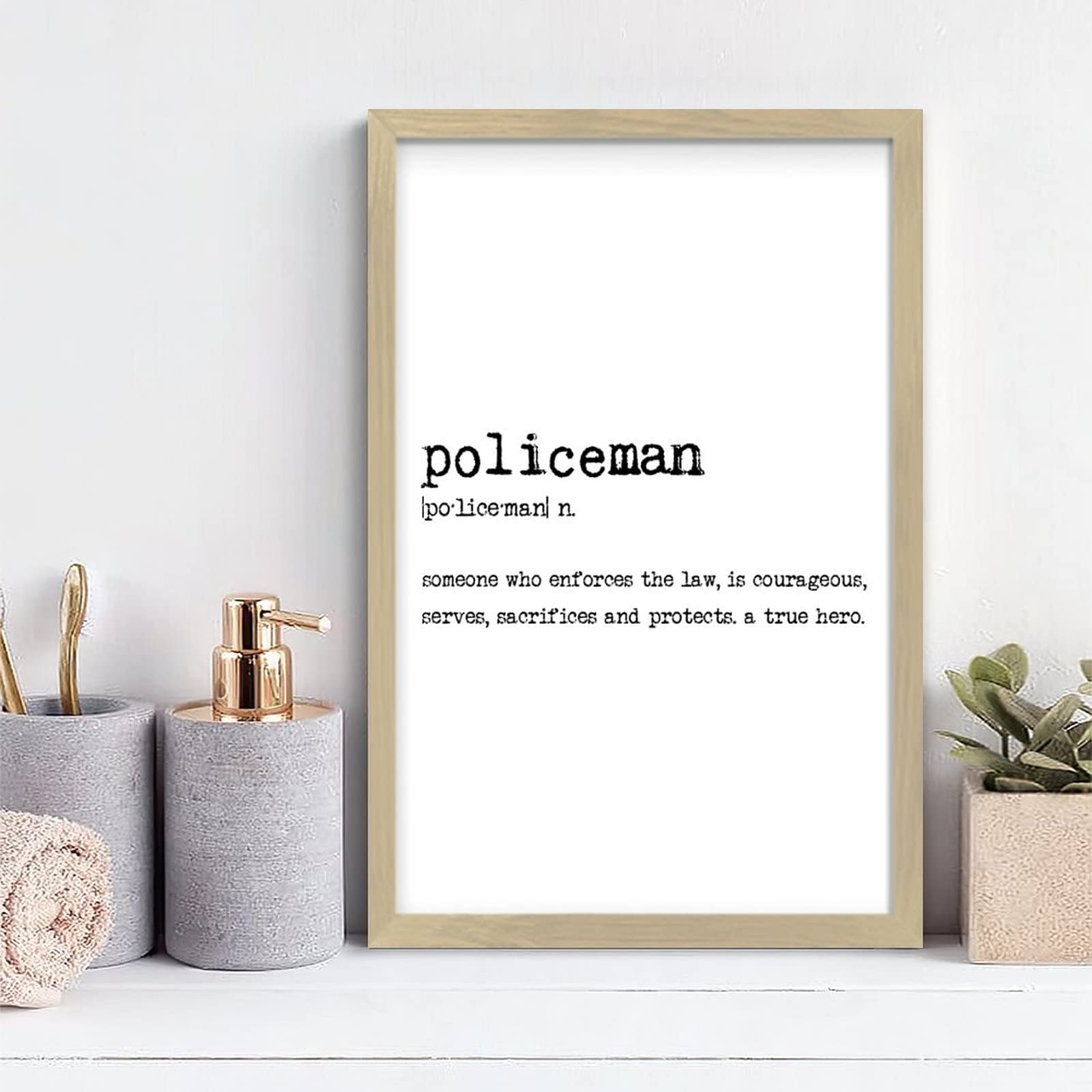 Policeman Definition Wood Sign - Modern Farmhouse Wall Decor, Rustic Home & Bedroom Art, 12x8 Inch - Perfect for Law Enforcement Gifts, Office Decor & Man Cave