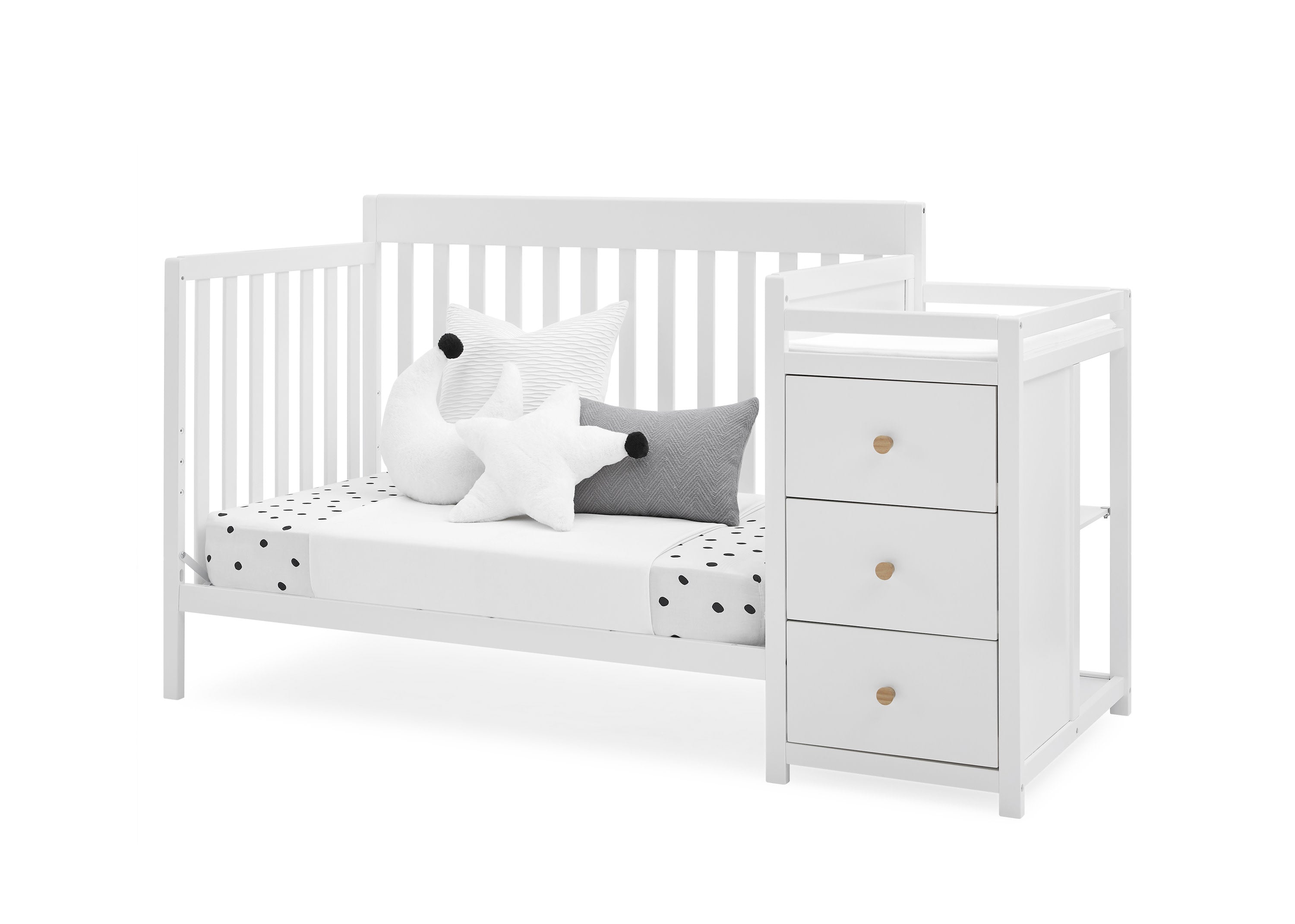 Flynn 5-in-1 Convertible Baby Crib with Changer - Nursery Furniture Set for Newborn to Toddler | Perfect for Small Spaces & Modern Nurseries