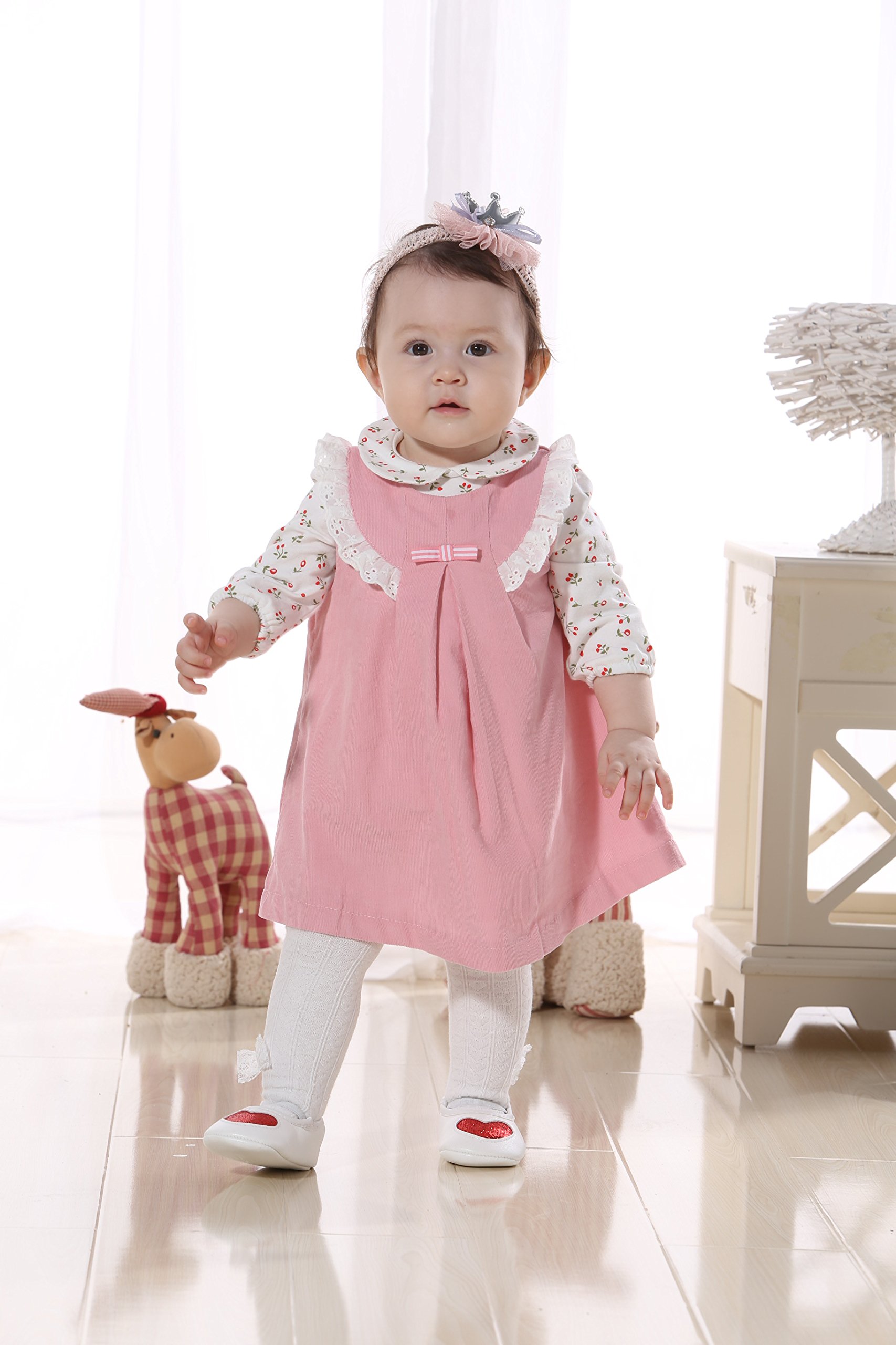 Newborn Baby Girls Outfit Set - Floral T-Shirt & Sleeveless Dress Combo | Infant Clothes 3M-18M | Perfect for Photoshoots, Parties & Special Occasions