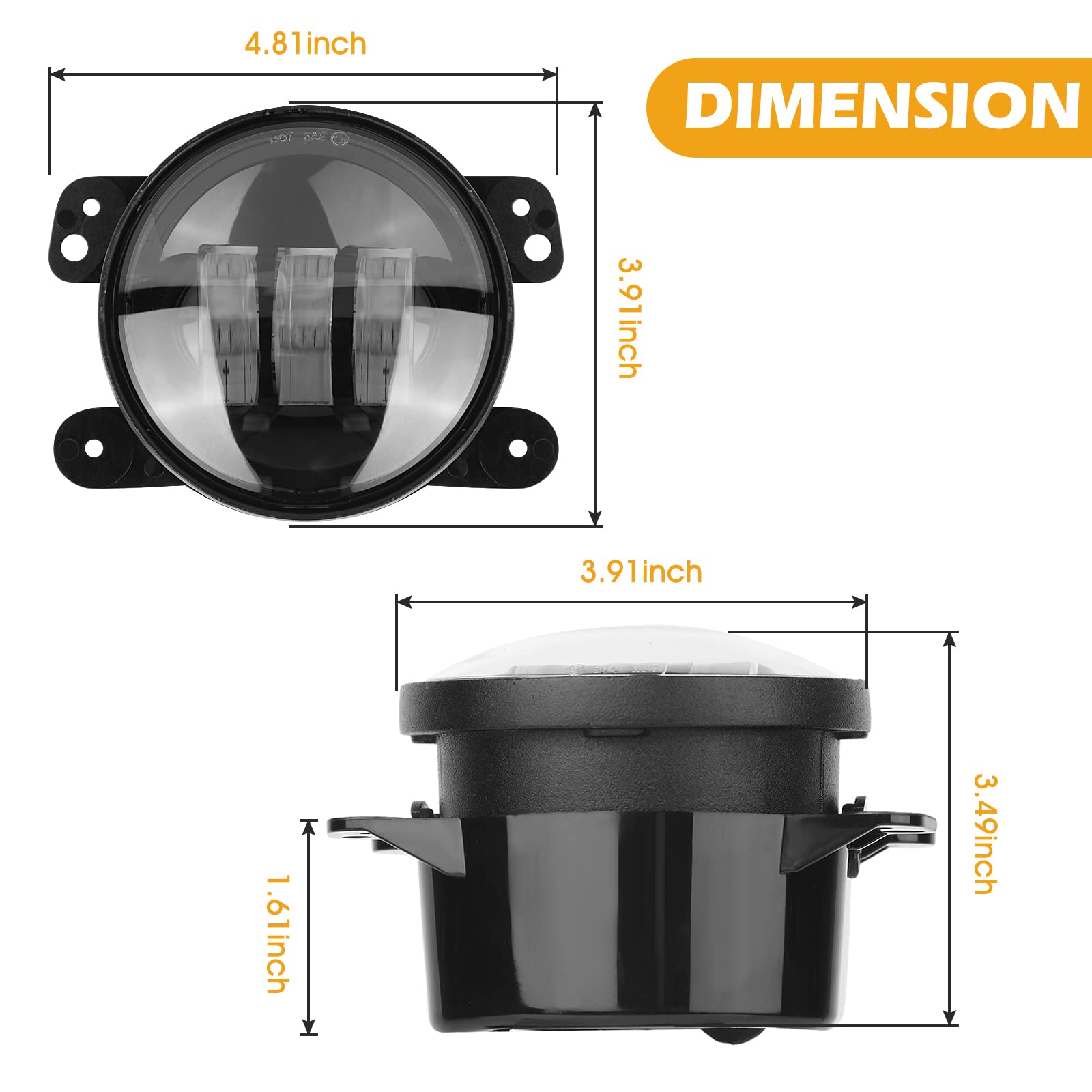 4Inch LED Fog Lights for 2007-2024 Jeep Wrangler JK JKU JLU - 30W White Round Off-Road Driving Lights - Front Bumper Fog Lamps (2PCS) - Perfect for Night Driving & Off-Road Adventures