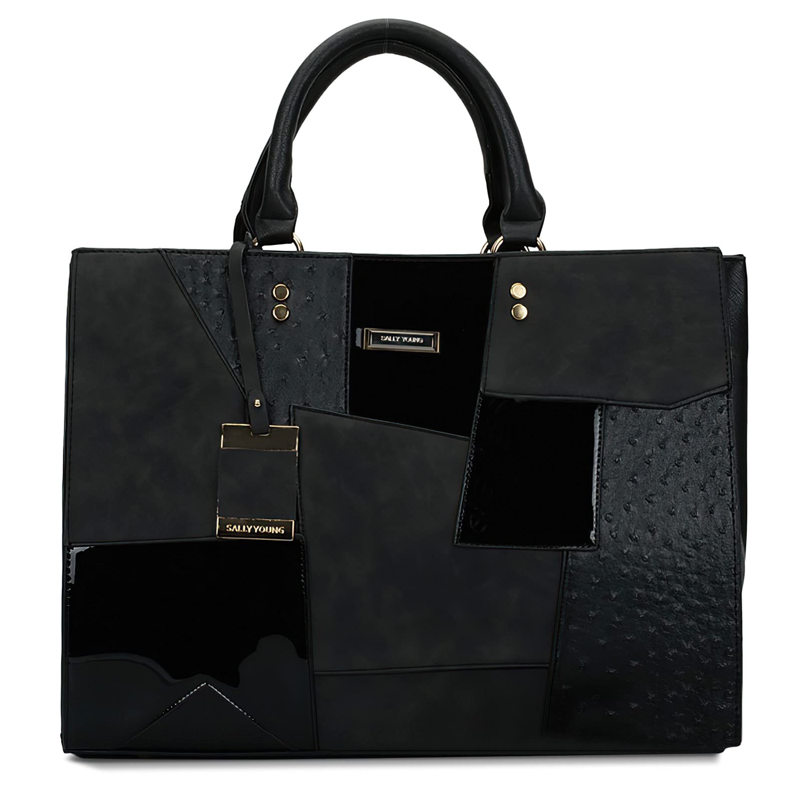 DIRRONA Women's PU Leather Crossbody Shoulder Bag - Large Tote Handbag with Contrasting Color Design for Work, Travel & Everyday Use