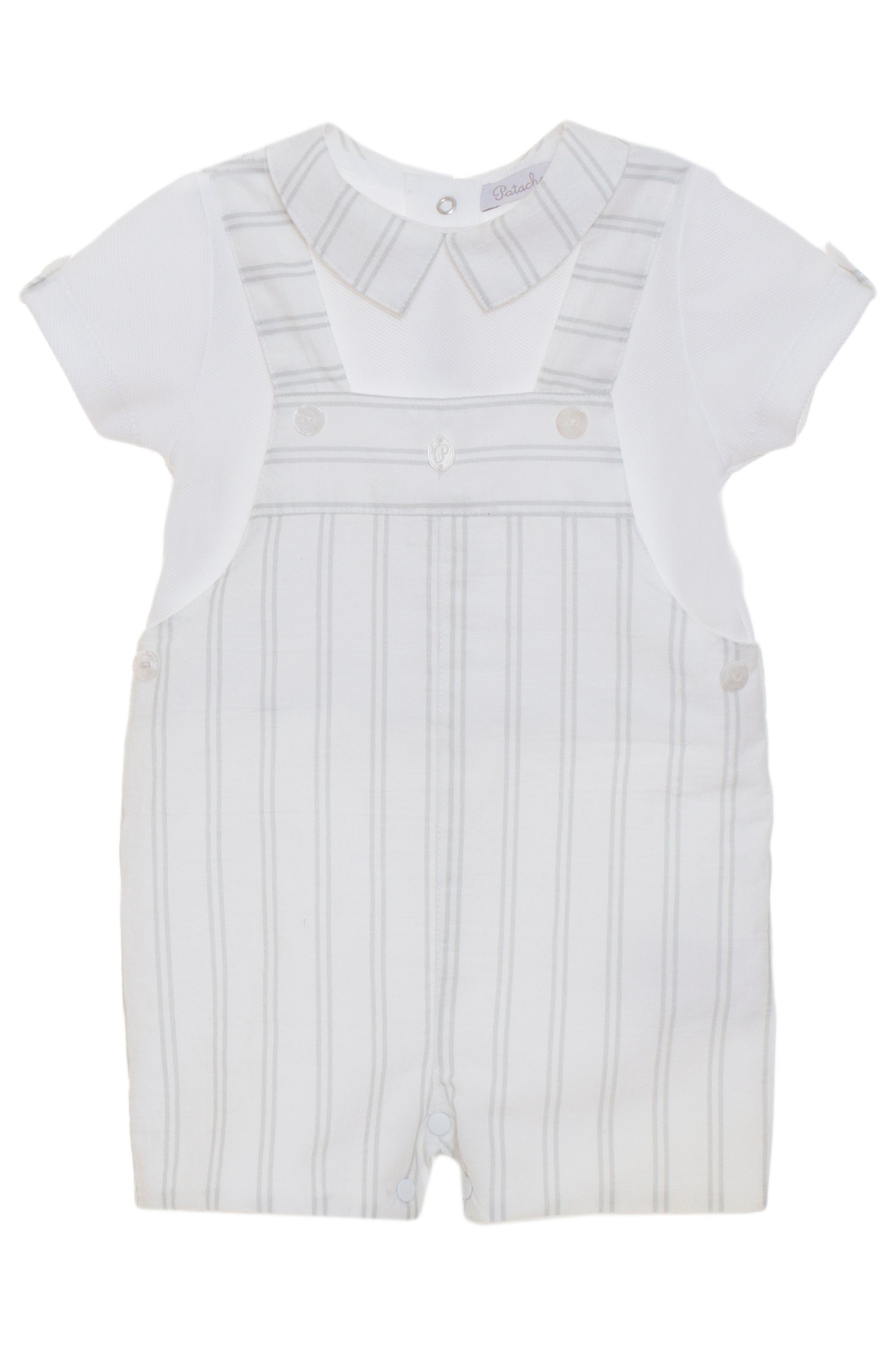 Wren Grey Striped Dungaree Romper - Stylish Women's Jumpsuit for Casual Outings, Outdoor Adventures & Photoshoots